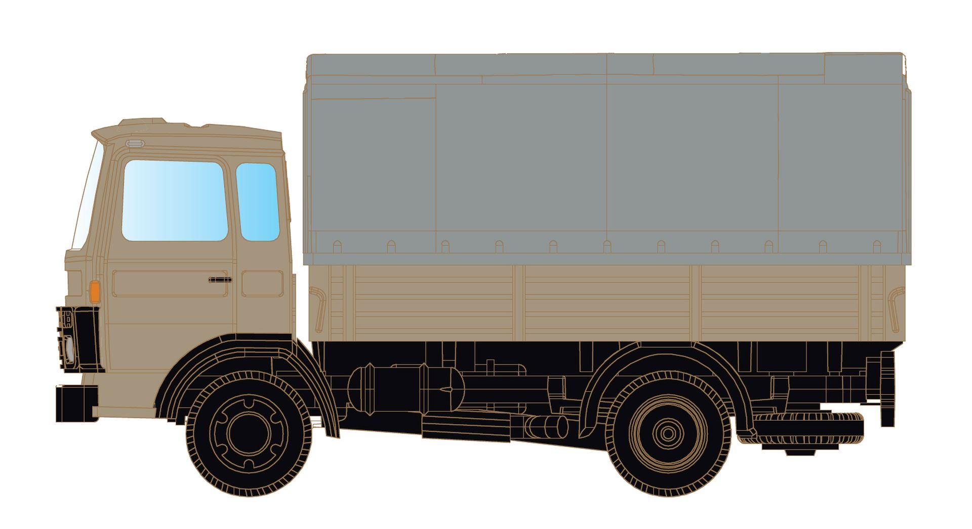 MiNiS LC4830 - DAF 900 mit Pritsche/Plane, neutral