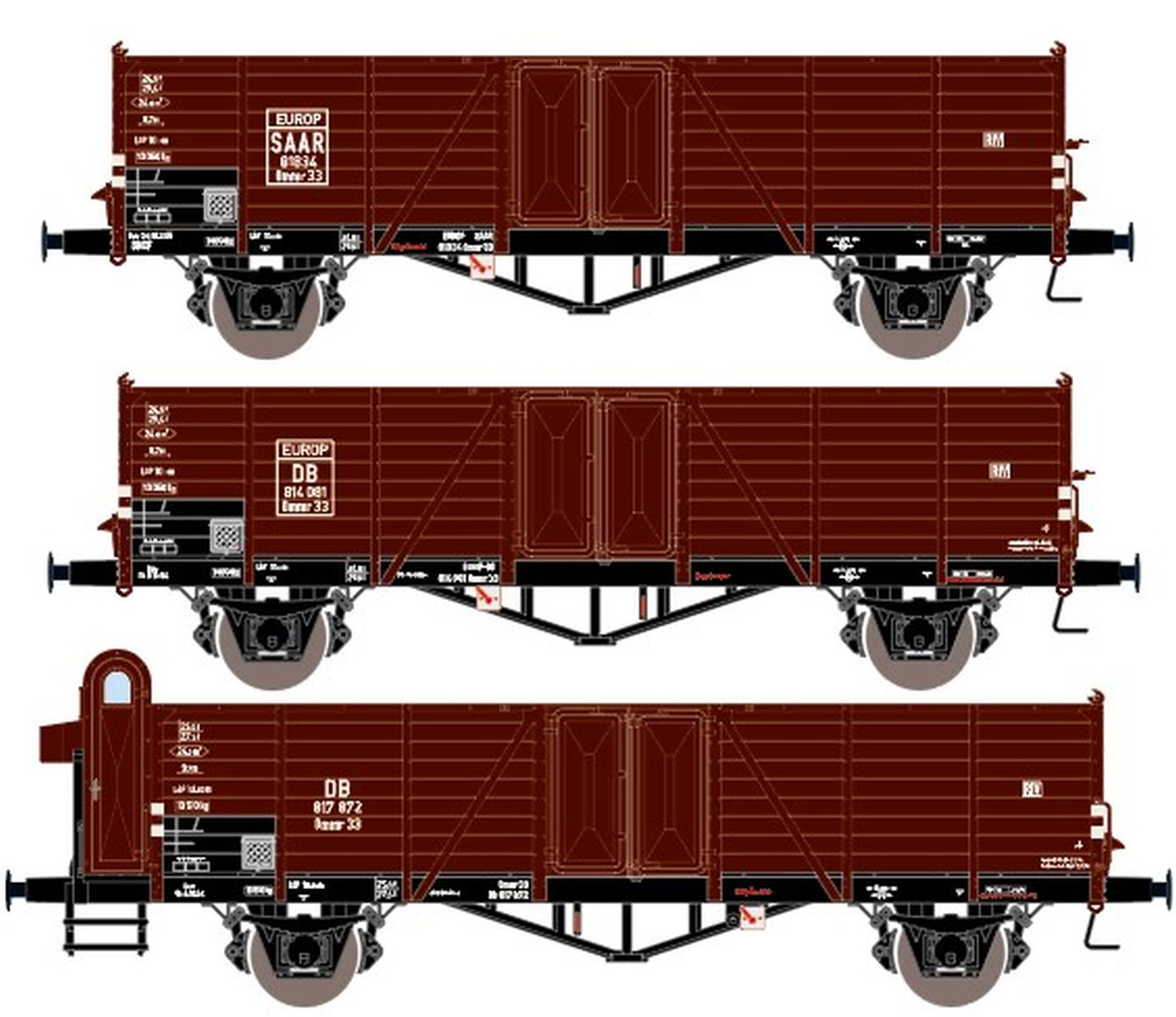 Exact-Train EX20152 - 3er Set Offene Güterwagen Ommru 'Villach', DB, Ep.III
