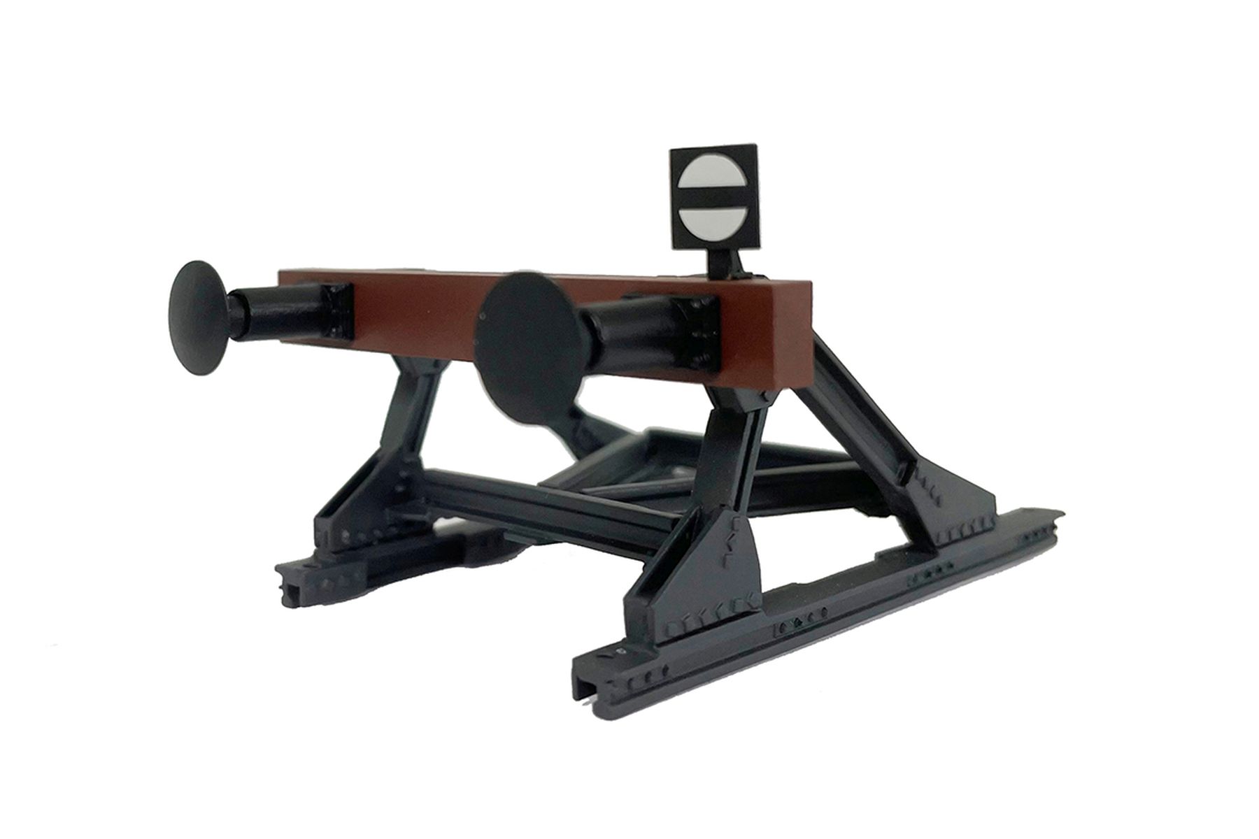 Lenz 55066 - Prellbock mit Puffern, Messing Fertigmodell, lackiert