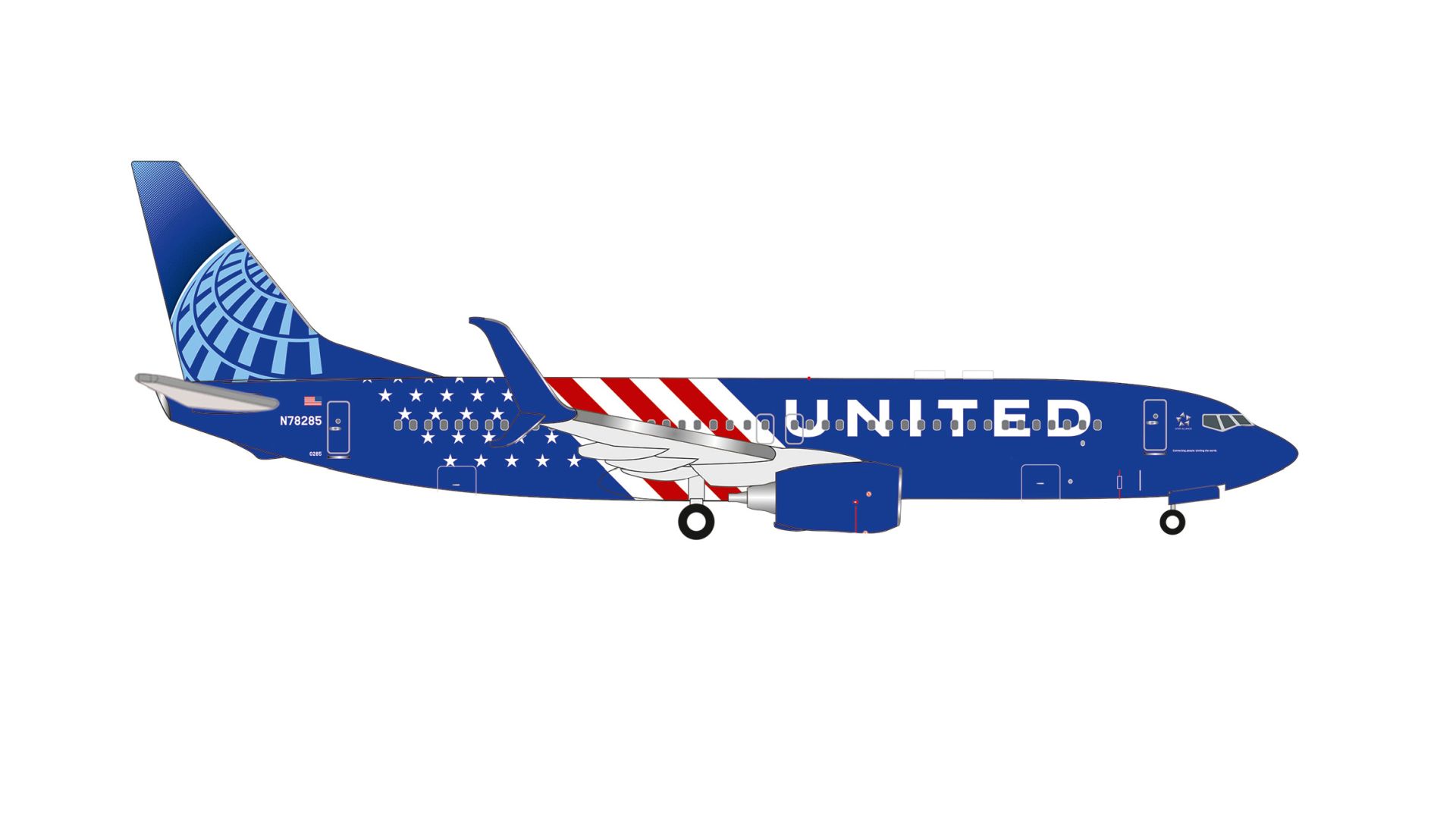 Herpa 539913 - United Airlines Boeing 737-800 - America 250