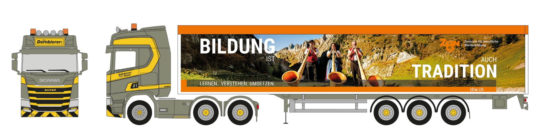 Herpa 925396 - Scania CR 20 Hochdach Schubboden-Sattelzug "Dornbierer" (CH)