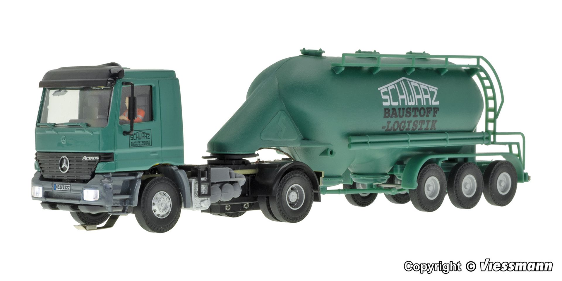 Viessmann 8122 - CarMotion MB ACTROS 2-achs Zugmaschine mit Schwarzbau Siloauflieger SL 337