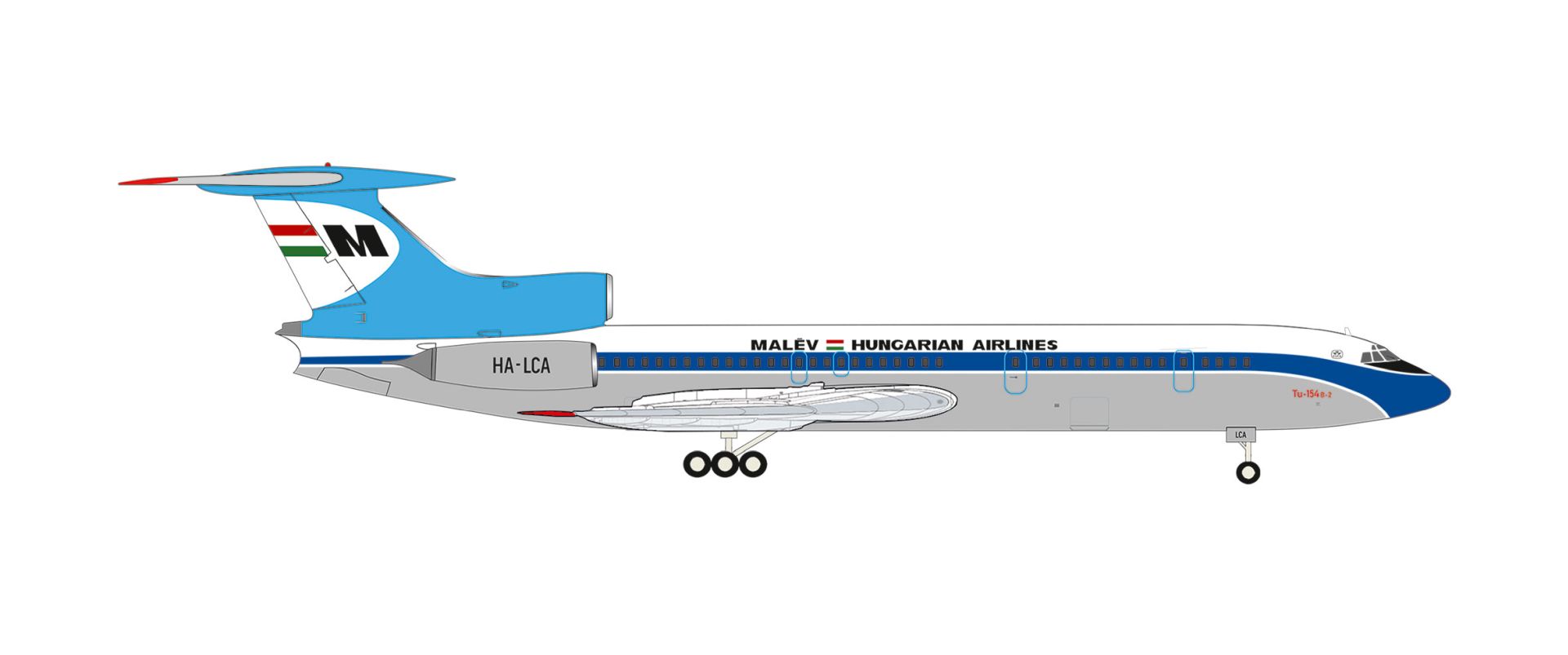 Herpa 574044 - Malév Hungarian Airlines Tupolev TU-154B2 – HA-LCA "Dr. Fülöp András"