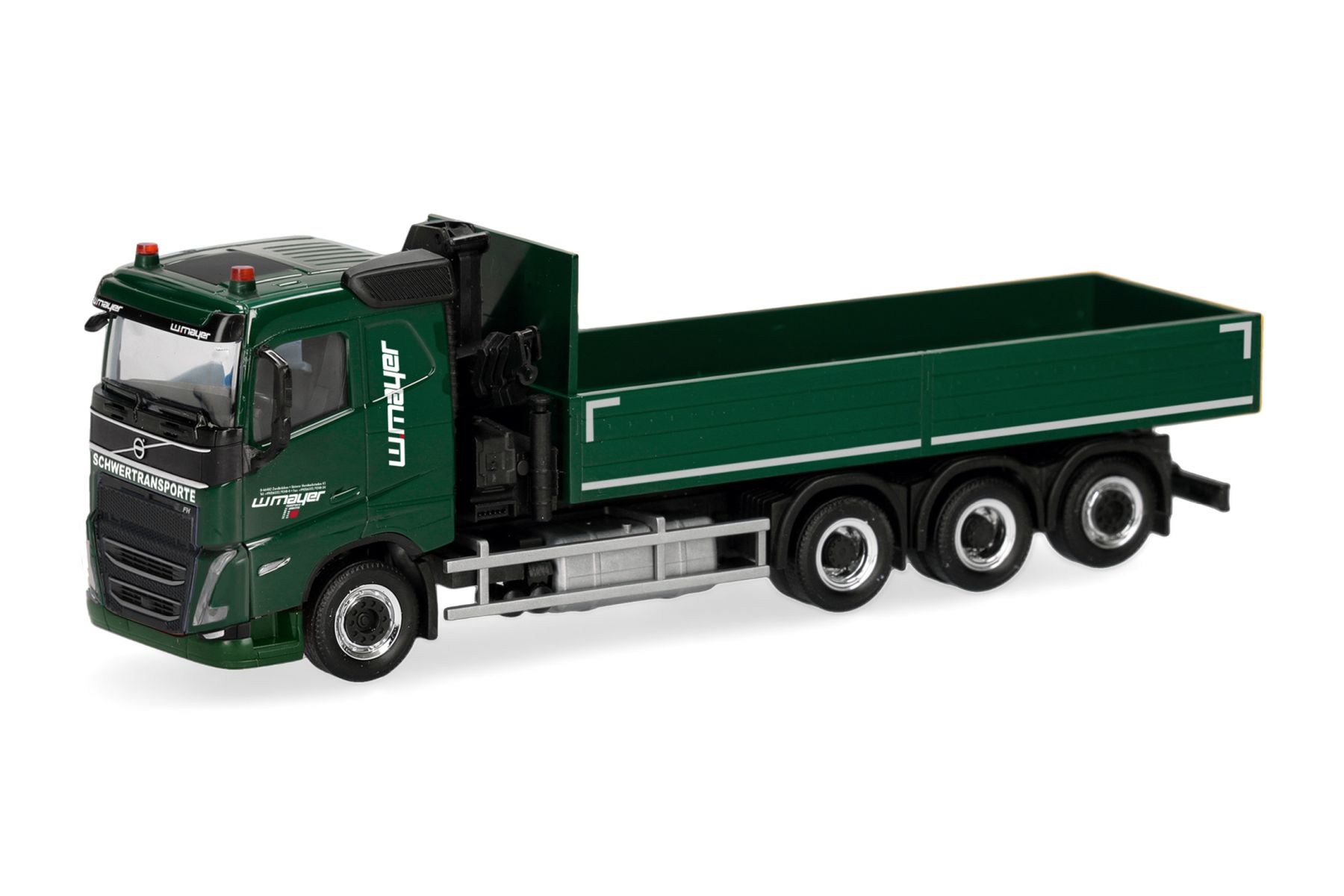 Herpa 321693 - Volvo FH 2020 Flachdach Pritschen-LKW 4achs mit Ladekran "Mayer Zweibrücken"