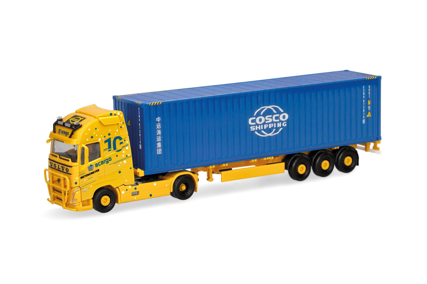 Herpa 319898 - Volvo FH GL XL 2020 Container-Sattelzug "Acargo Meyer & Meyer / Cosco"