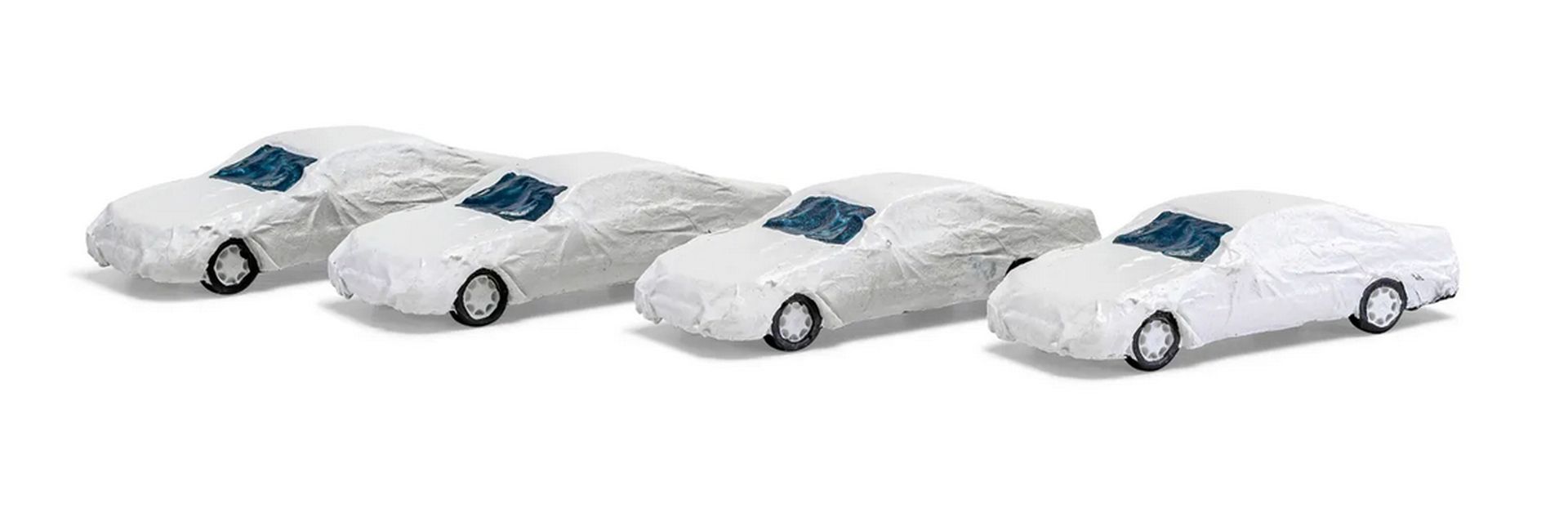 Hornby HC2100 - 4 Oberklasse-Pkw in weißem Neuwagentransportschutz