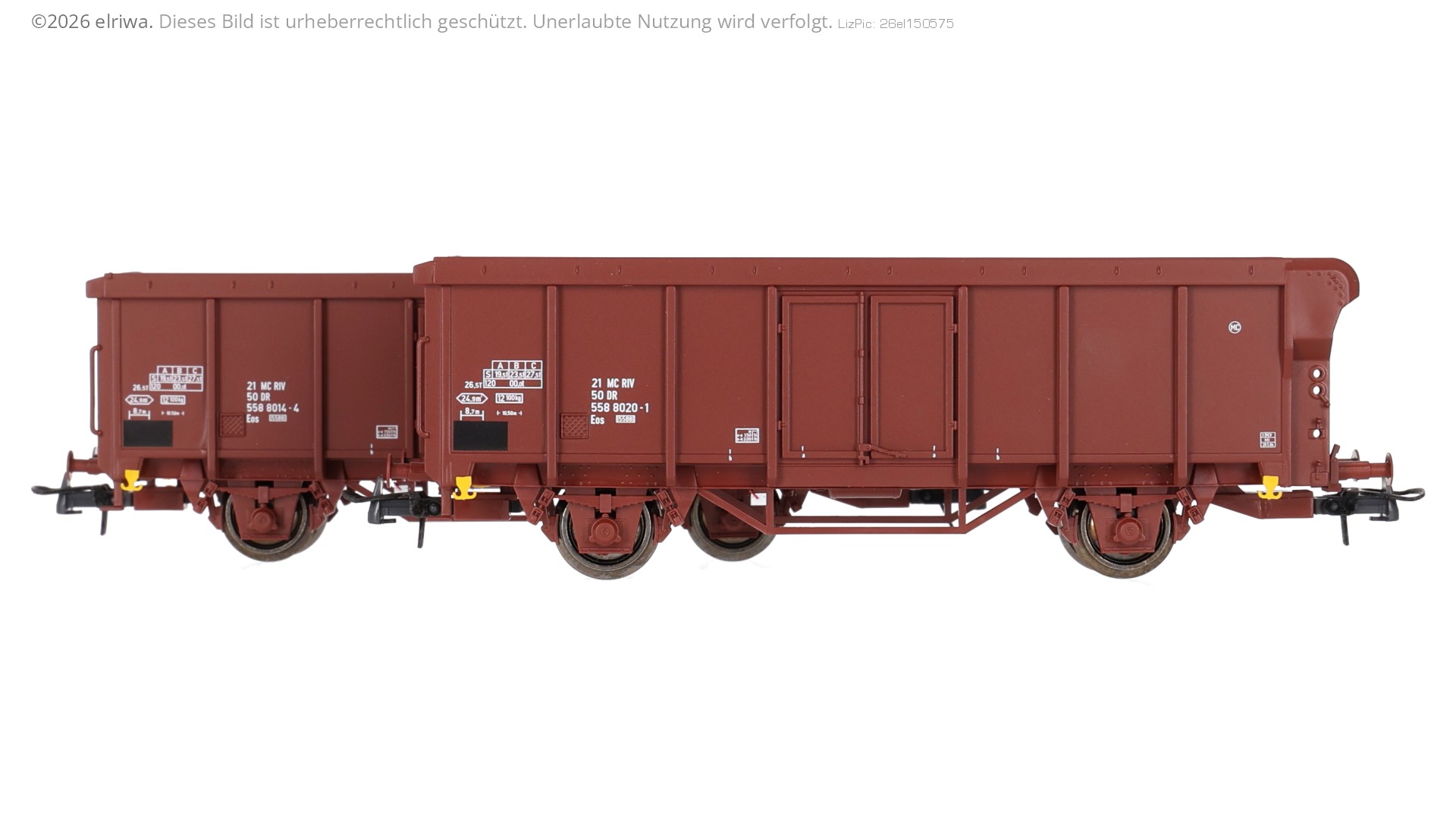 Roco 6600280 - 2er Set offene Güterwagen Eos, ex. Rolldachwagen, DR, Ep.IV