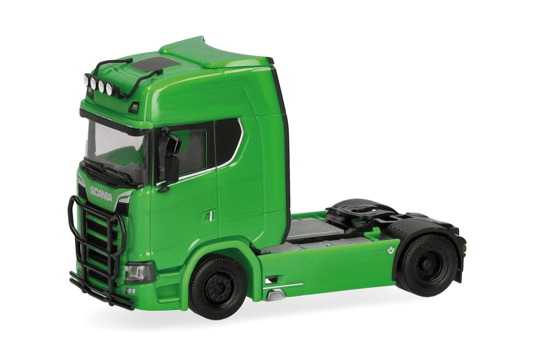 Herpa 310116-006 - Scania CS 20 Hochdach Zugmaschine mit Lampenbügel und Rammschutz 2achs, grün