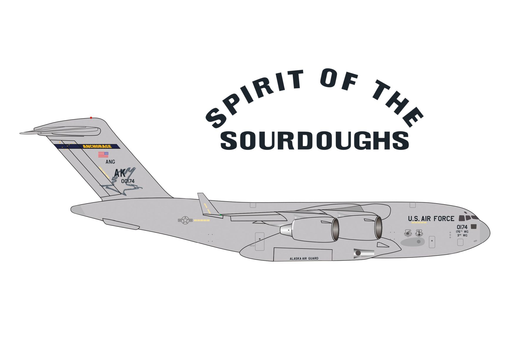 Herpa 539920 - U.S. Air Force Boeing C-17A Globemaster III - Alaska Air National Guard, 517th Airlift Squadron