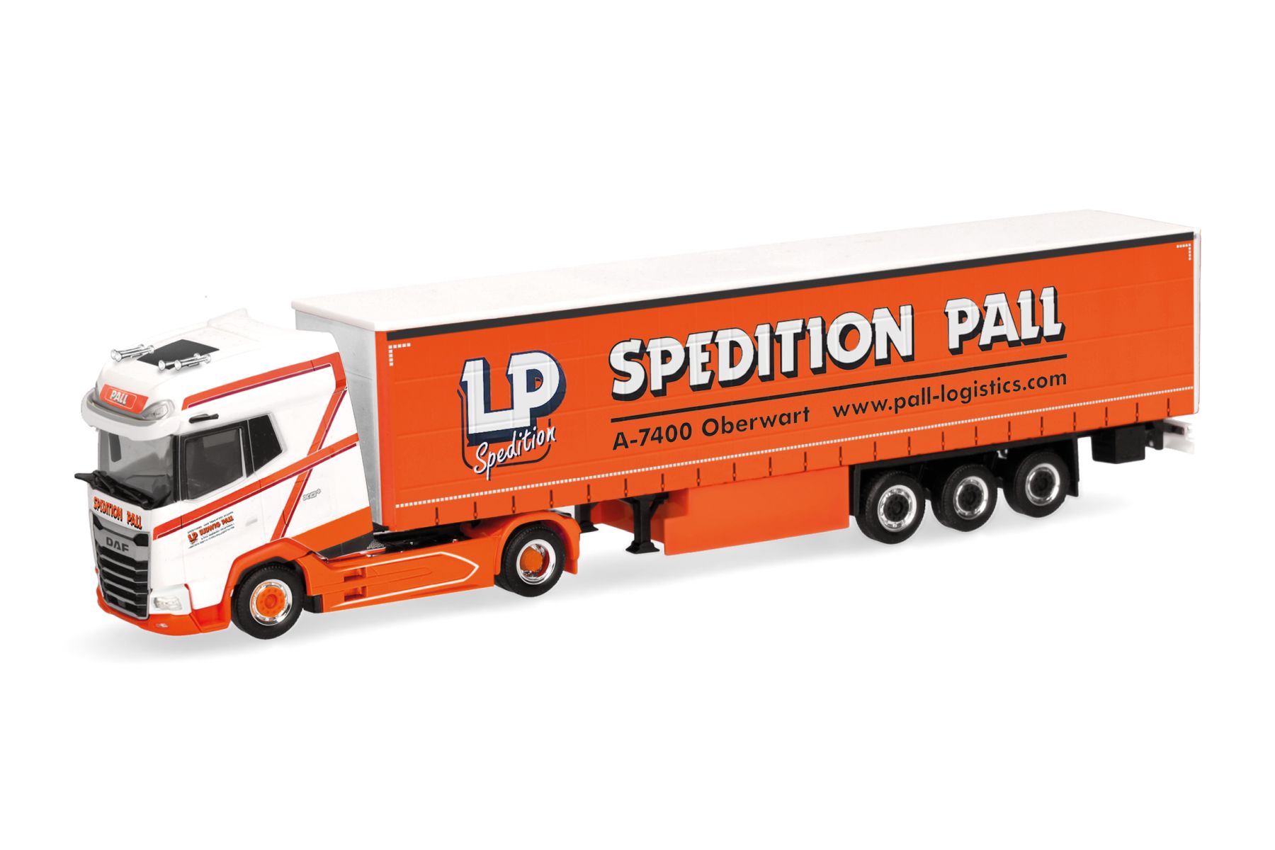 Herpa 319126 - DAF XG+ Gardinenplanen-Sattelzug "Ludwig Pall"