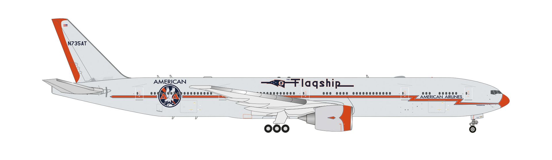 Herpa 539173 - American Airlines Boeing 777-300ER - Flagship Heritage Livery - N735AT