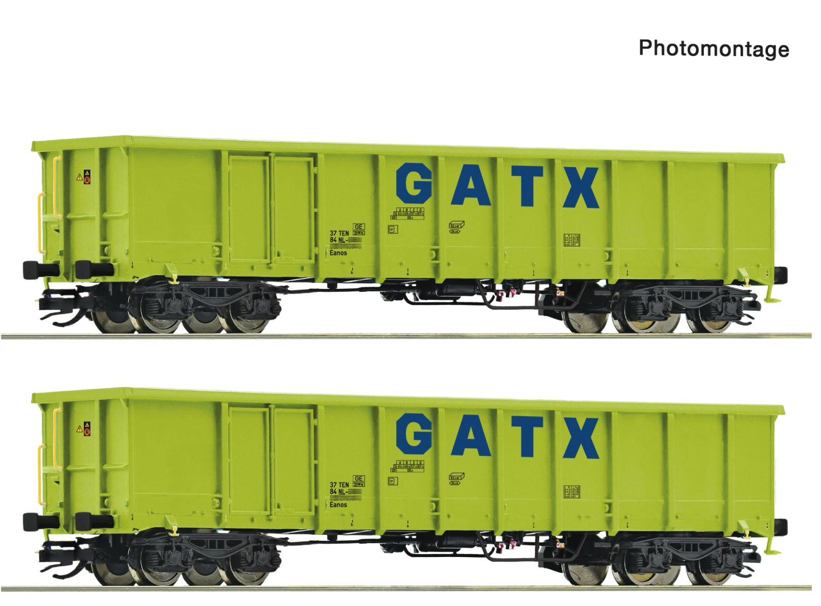 Roco 6680054 - 2er Set Offene Güterwagen Eanos, GATX, Ep.VI