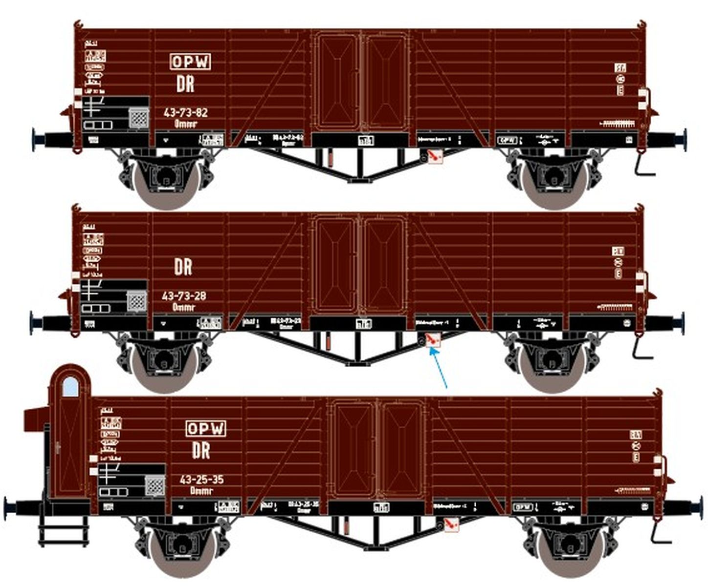 Exact-Train EX20153 - 3er Set Offene Güterwagen Ommru 'Villach', DR, Ep.III