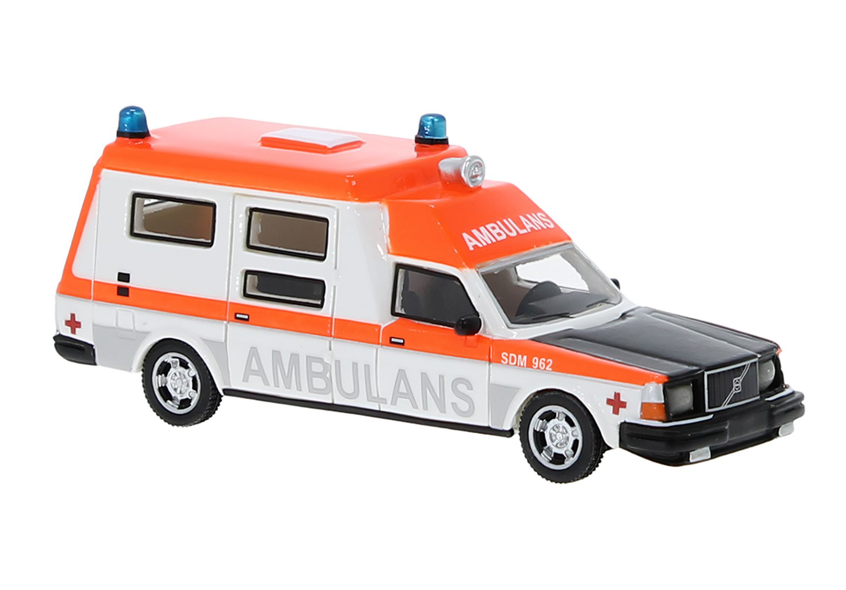 BOS 87718 - Volvo 265 Ambulance Sweden, weiss/orange, 1985