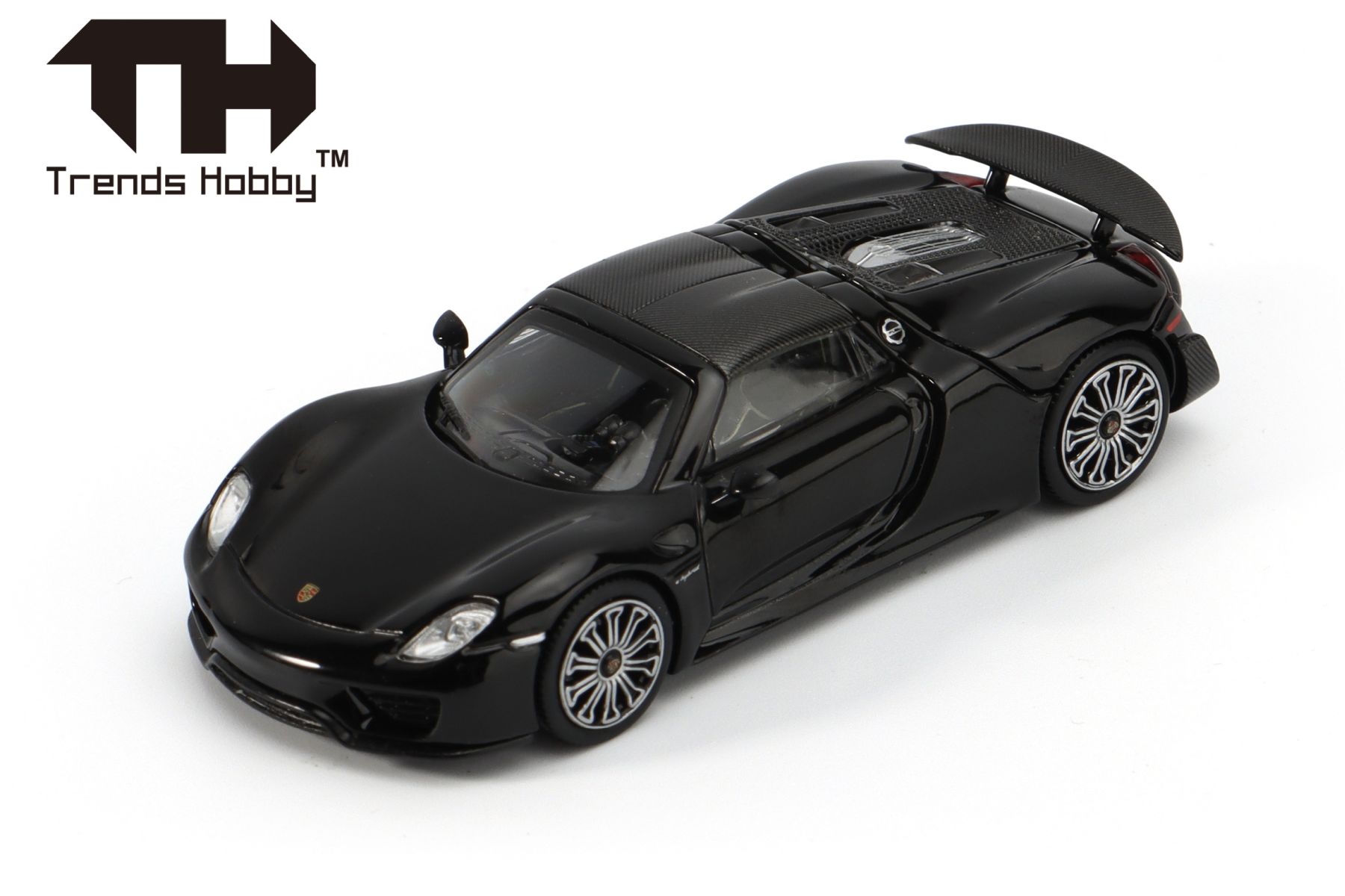 Herpa 864TH000001 - Trends Hobby: Porsche 918 Spyder - schwarz, Dach und Motorabdeckung abnehmbar