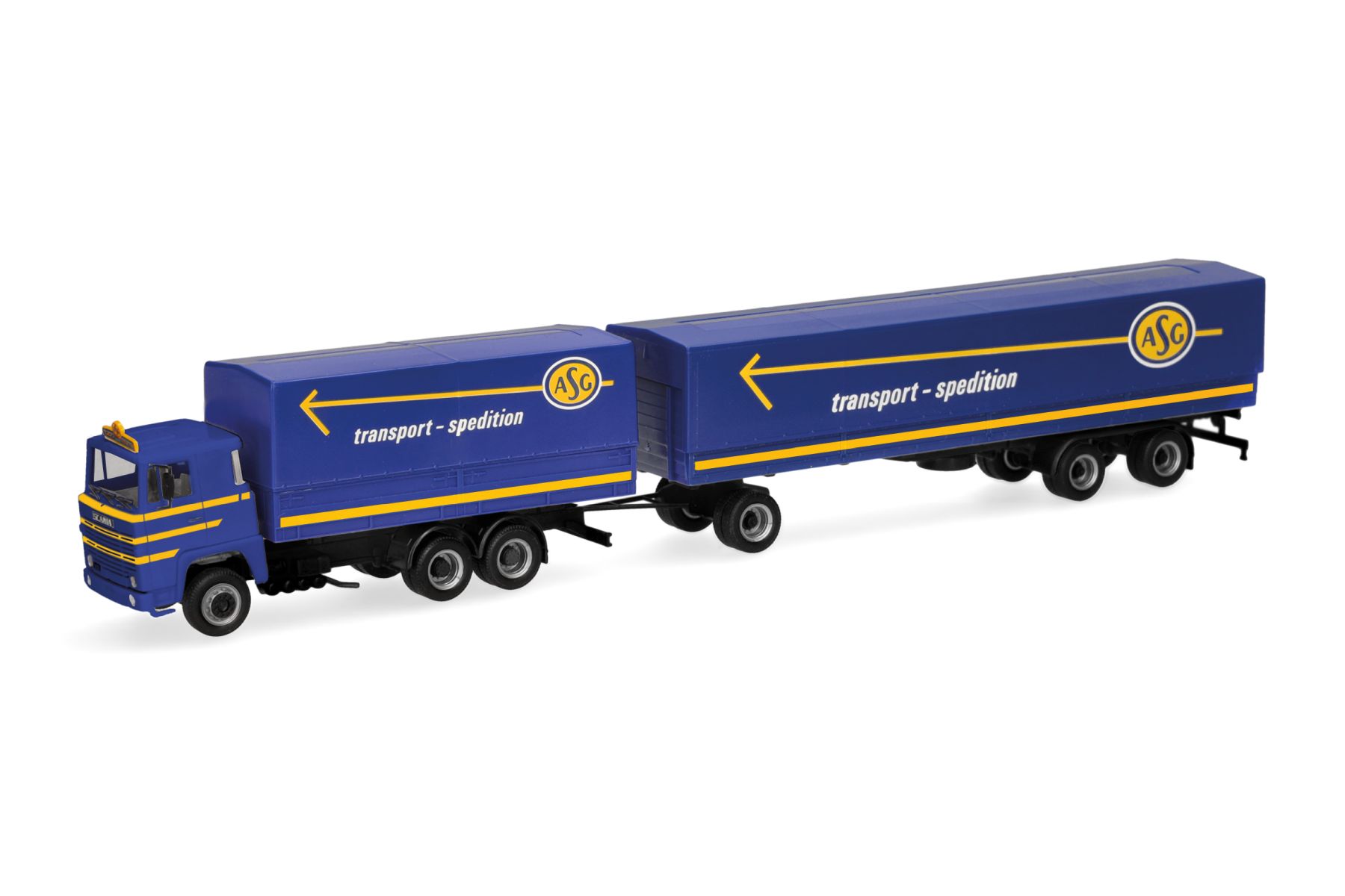 Herpa 320719 - Scania 141 Planen-Hängerzug "ASG"