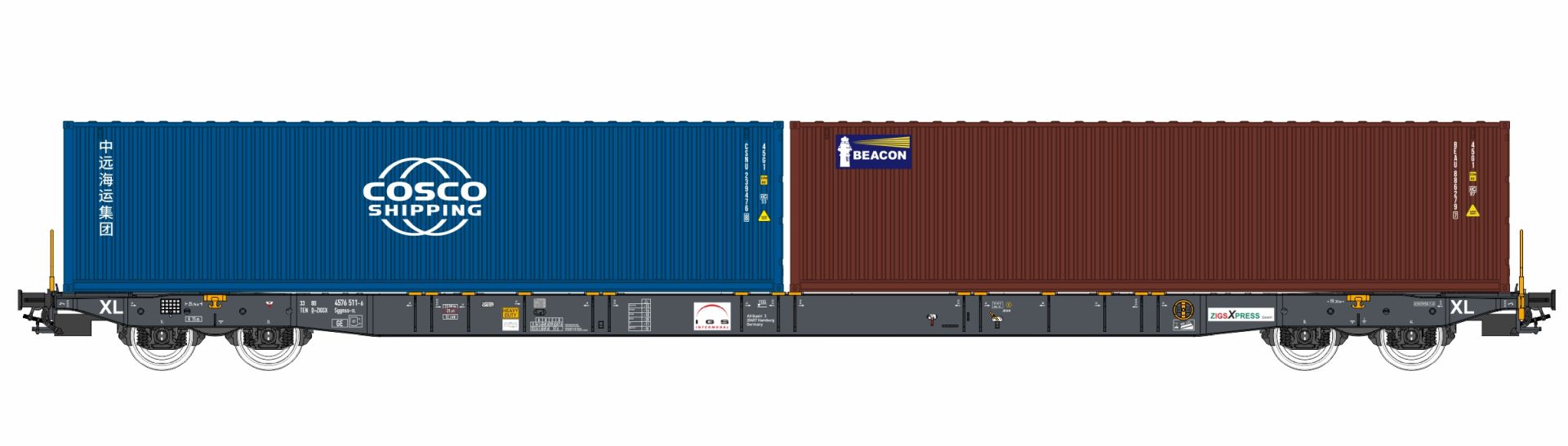 igra 96010101 - Containertragwagen Sggnss-XL, IGS-Cargo, Ep.VI