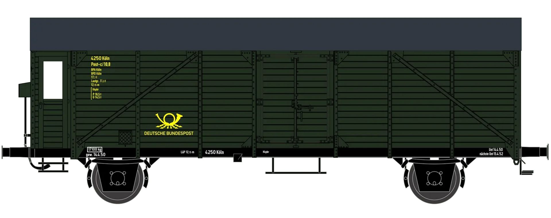 Hädl 113255 - Postwagen c/10,8, DBP, Ep.III