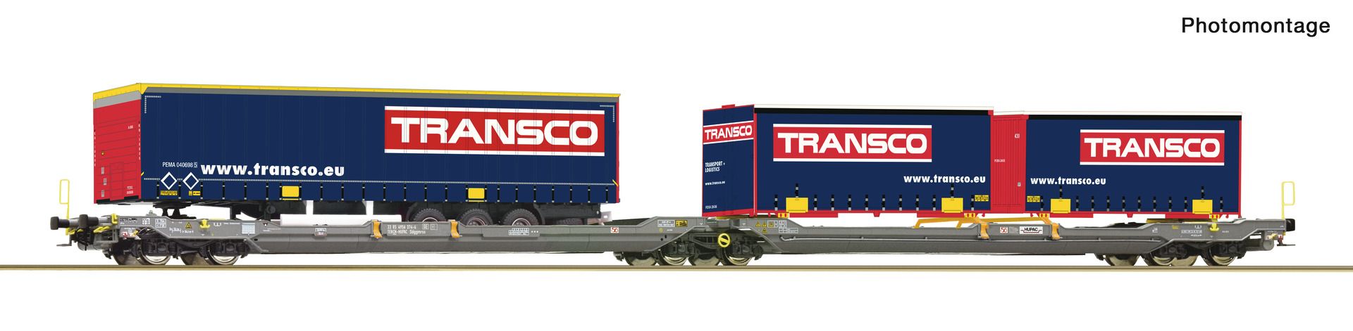 Roco 6600113 - Doppeltaschen-Gelenkwagen Sdggmrs 738, T3000e, Hupac, Ep.V-VI