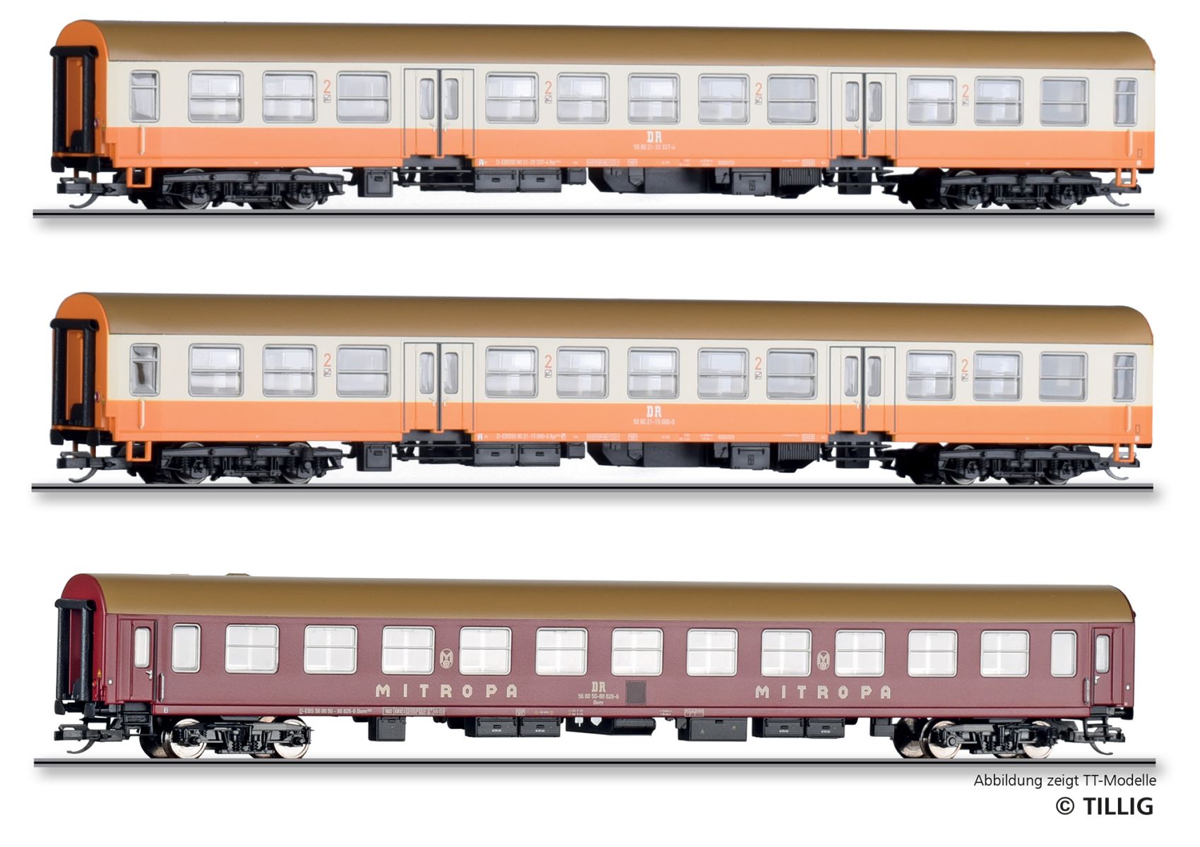 Tillig 70062 - 3er Set Personenwagen 'Museums-Städteexpress', EBS, Ep.VI, Teil 2