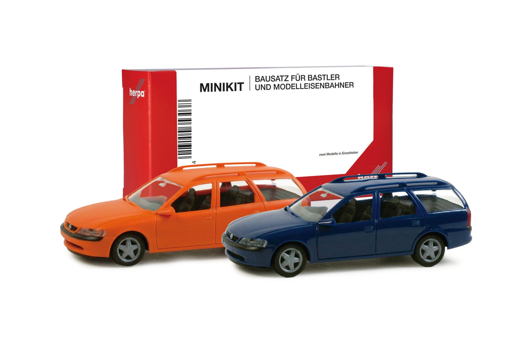 Herpa 012324-004 - MiniKit: Opel Vectra Caravan, kommunalorange und nachtblau (2 Stück)
