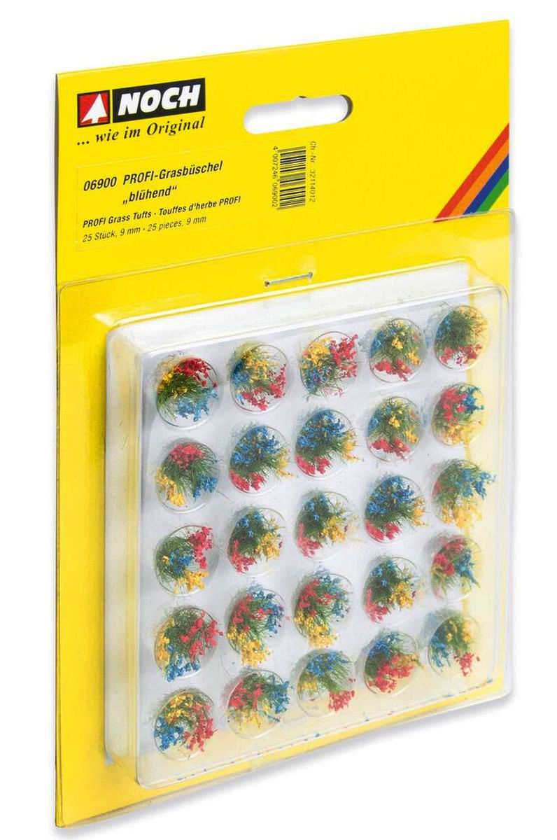 Noch 06900 - PROFI-Grasbüschel 'blühend', mehrfarbig beflockt, 25 Stück, 9 mm