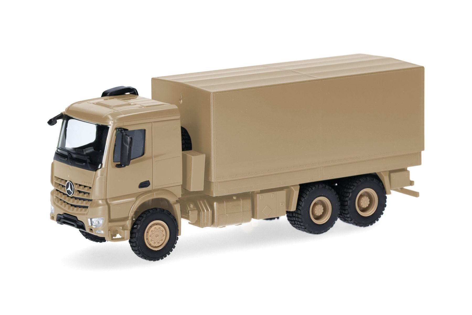 Herpa 747202 - Mercedes-Benz Arocs 6x6 Pritsche/Plane, sandbeige undekoriert