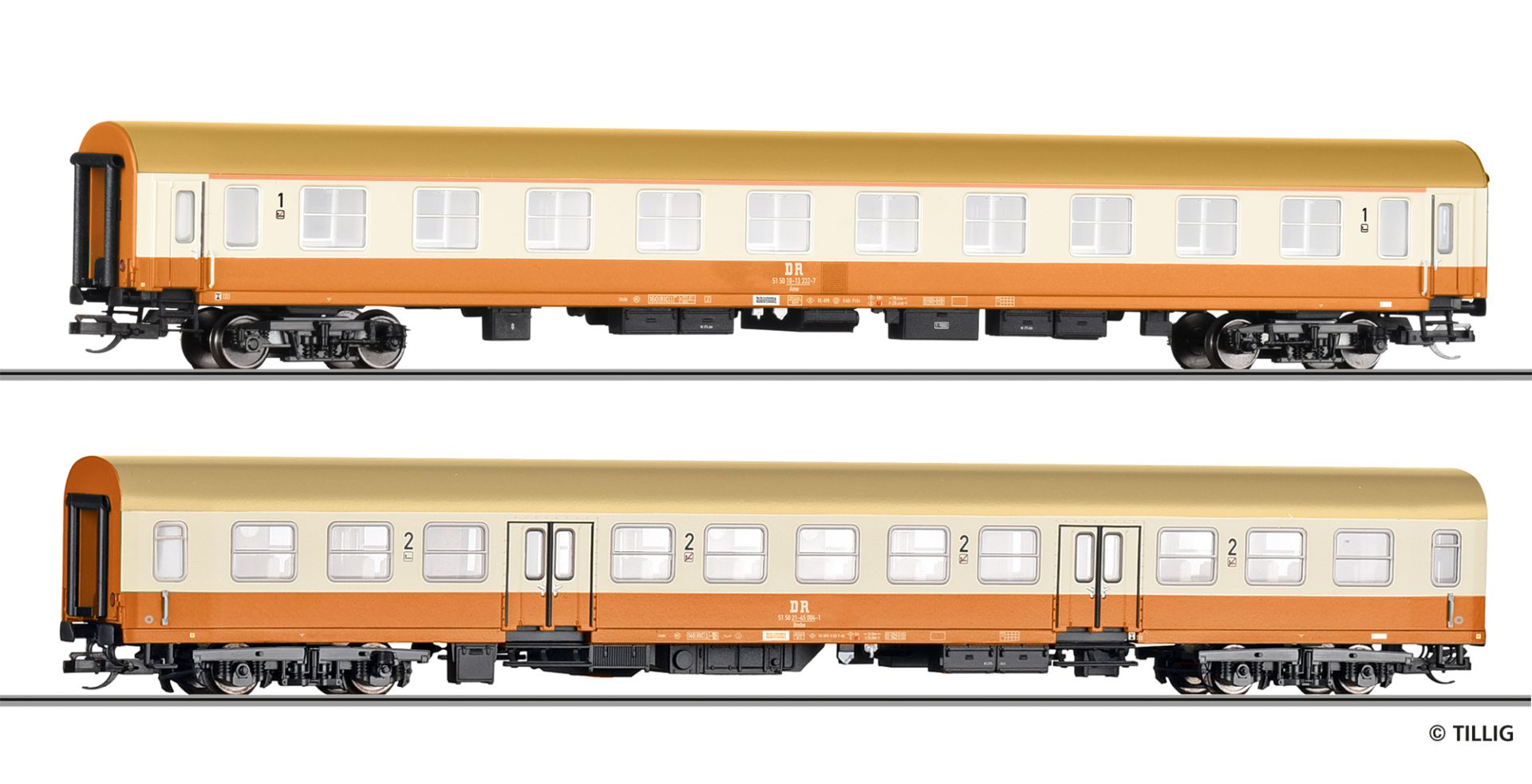 Tillig 01123 - 2er Set Personenwagen 'Städteexpress', DR, Ep.IV