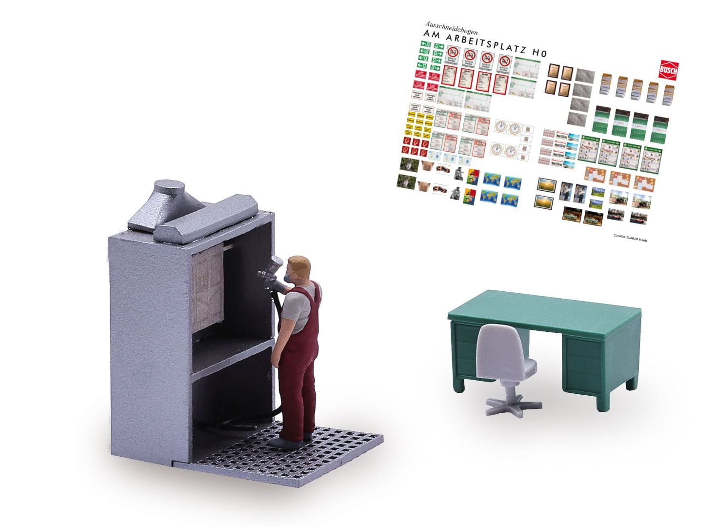 Busch 79905 - Aktion-Set: Lackierer mit Kabine