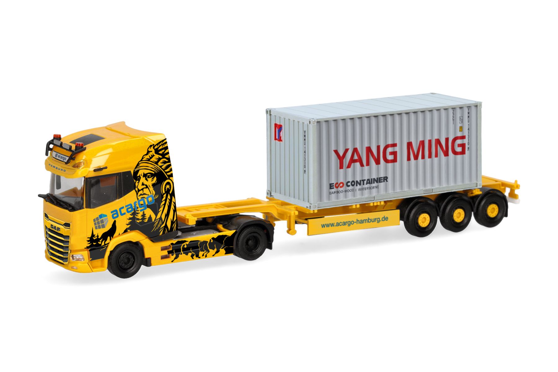 Herpa 321914 - DAF XG+ Container-Sattelzug "Acargo/YangMing"