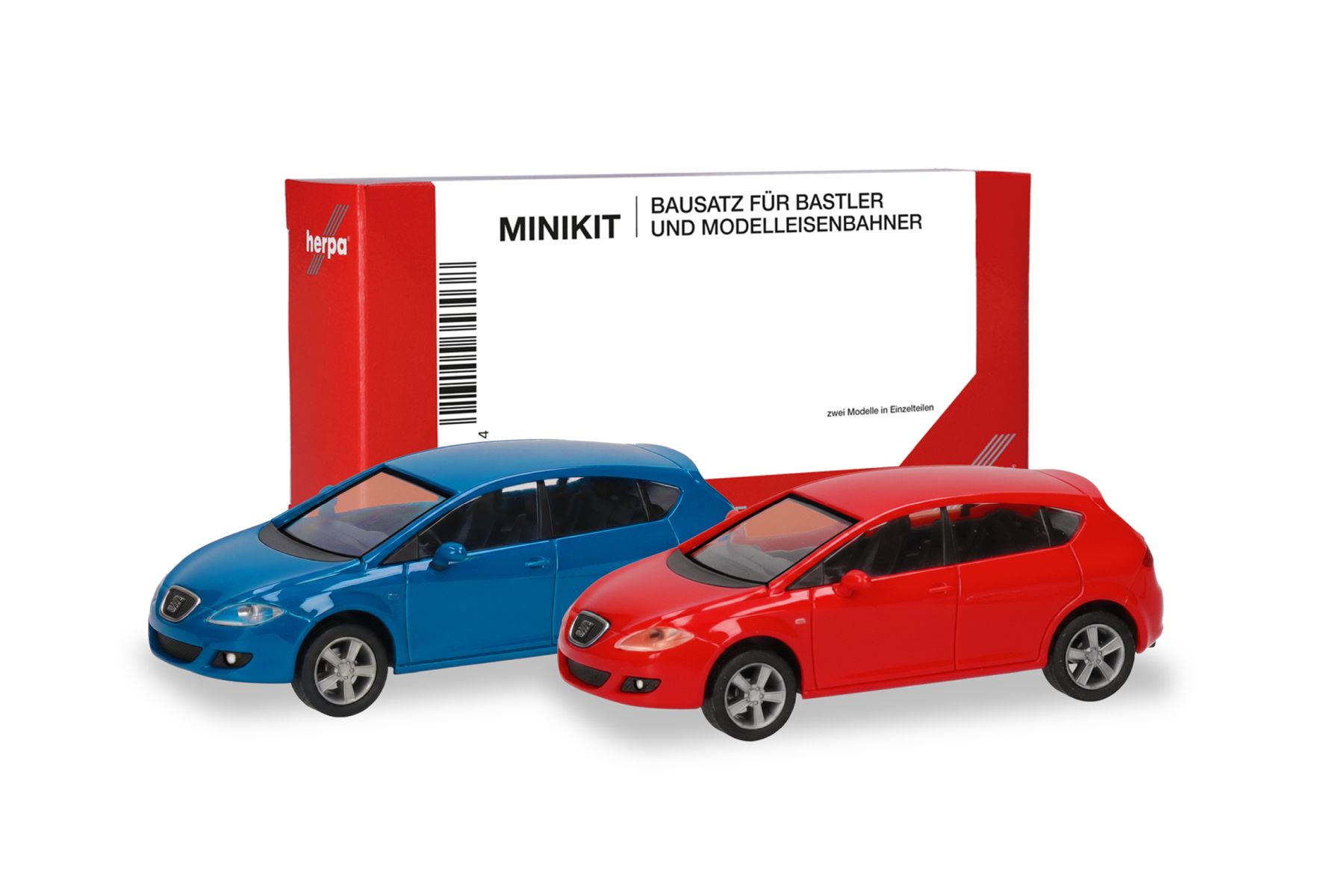 Herpa 013970-003 - MiniKit: Seat Leon, verkehrsrot/verkehrsblau (2 Stück)