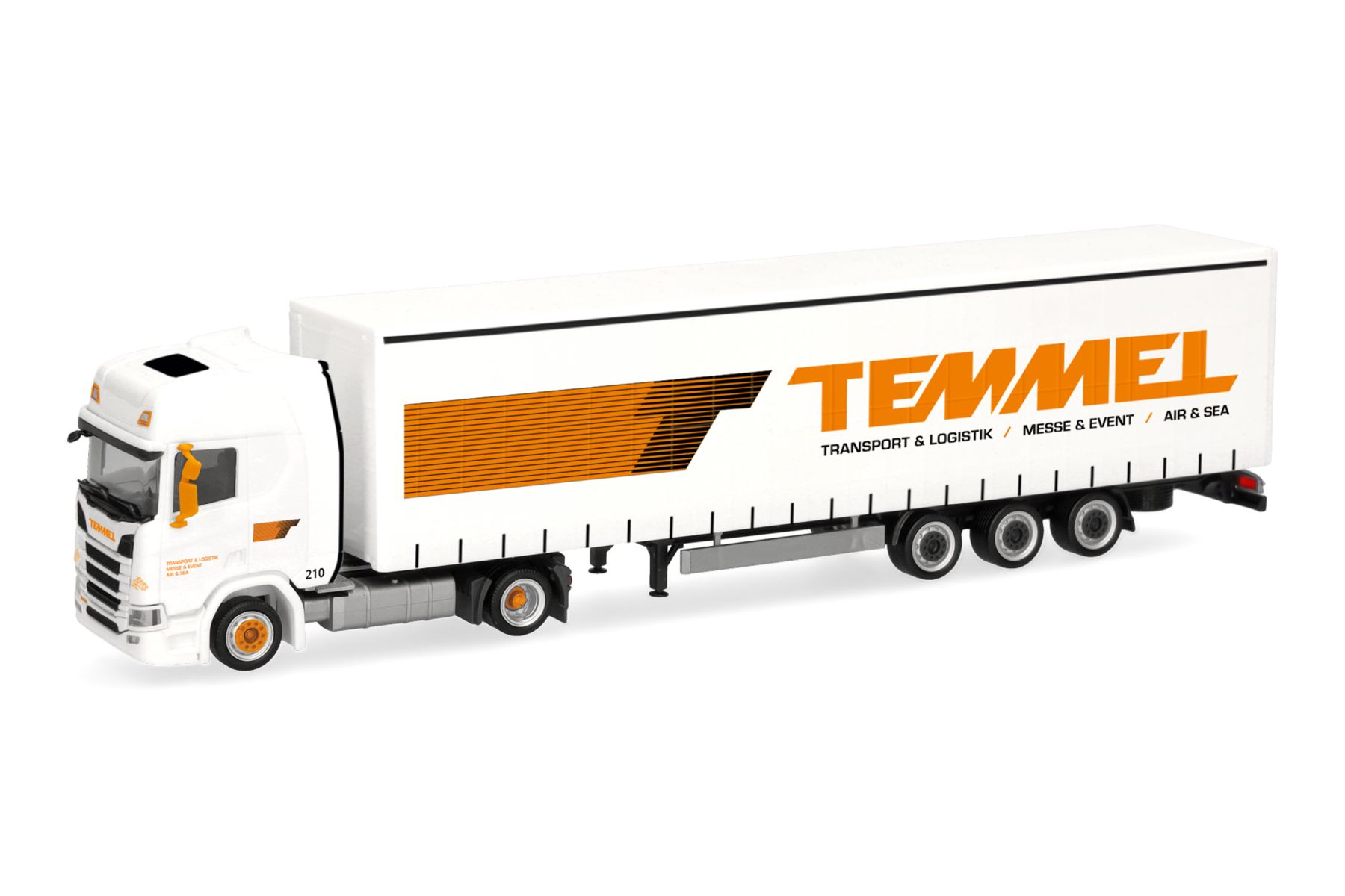 Herpa 321792 - Scania CR 20 Hochdach Lowlinergardinenplanen-Sattelzug "Temmel/Natascha Stoni", Österreich