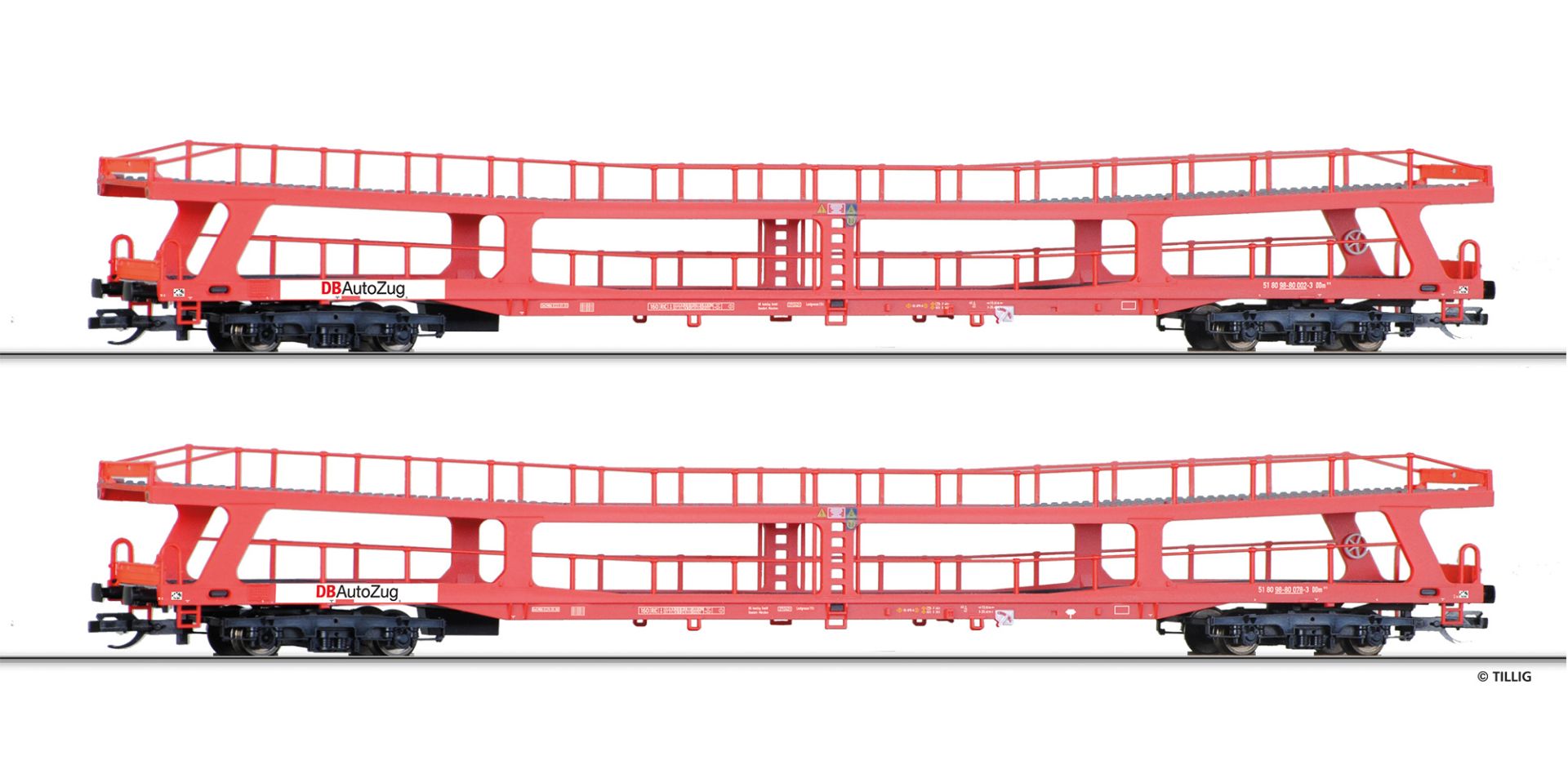 Tillig 01136 - 2er Set Autotransportwagen DDm 915, DBAG, Ep.V