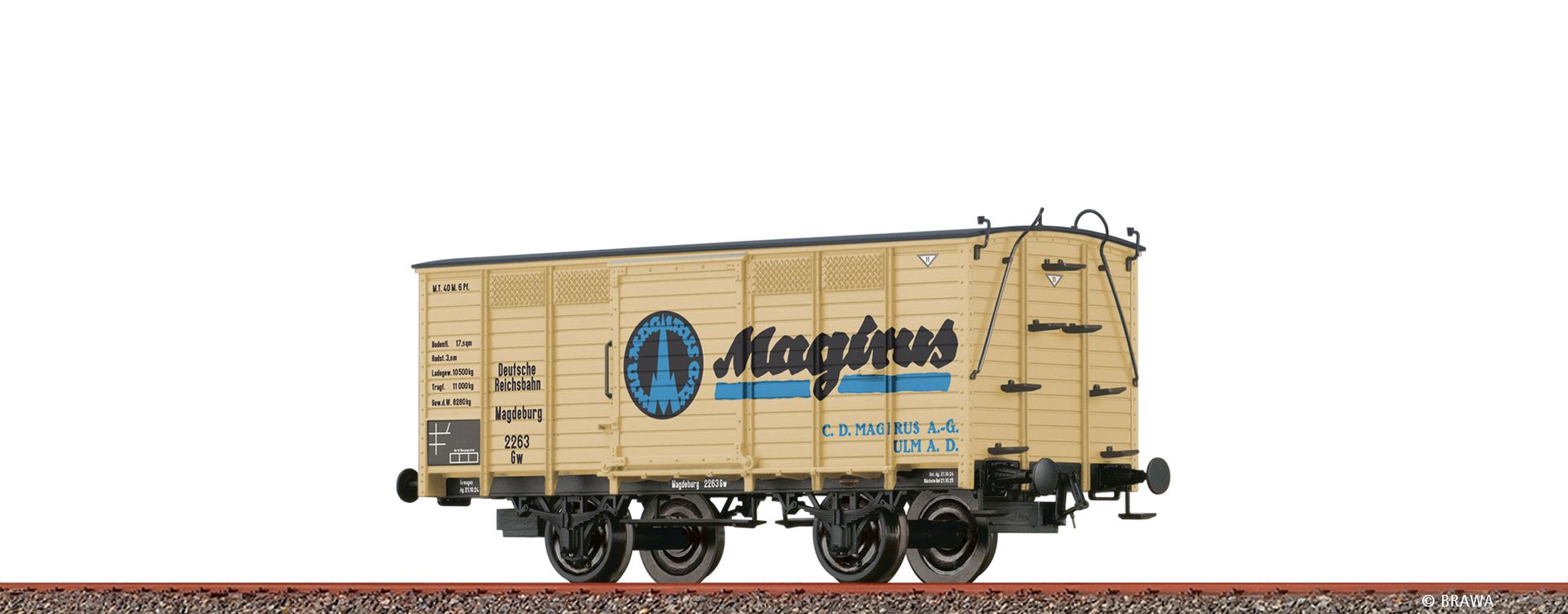 Brawa 48048 - Gedeckter Güterwagen Gw "Magirus", DRG, Ep.II