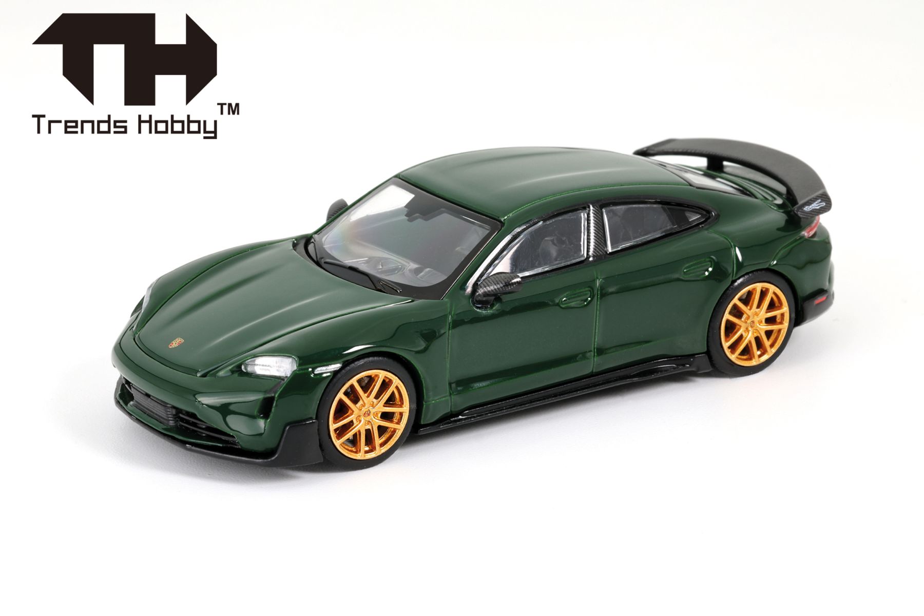 Herpa 864TH000007 - Trends Hobby: Porsche Taycan Turbo GT - grün, Motorhaube zum Öffnen