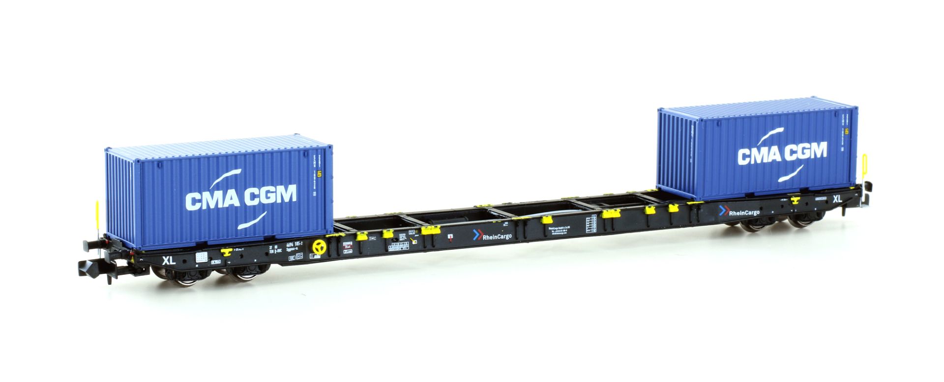 Hobbytrain H23106 - Containerwagen Sggnss '80, RheinCargo, Ep.VI 'CMA CGM'