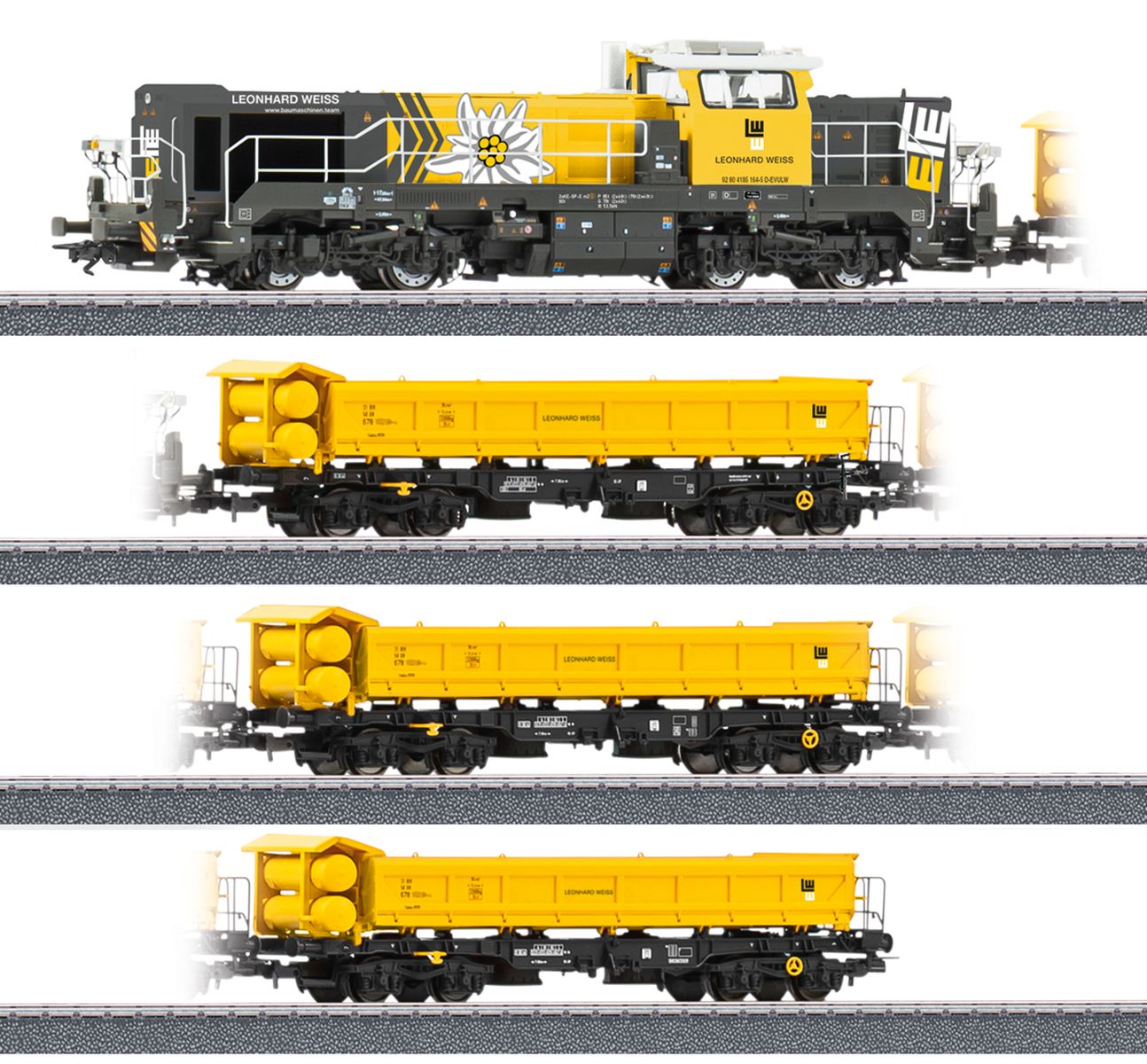 Märklin 26180 - Zugset mit Diesellok DE18 mit 3x Zweiseitenkipper Fakks127, Leonhard Weiss, Ep.VI, MFX+-AC-Sound