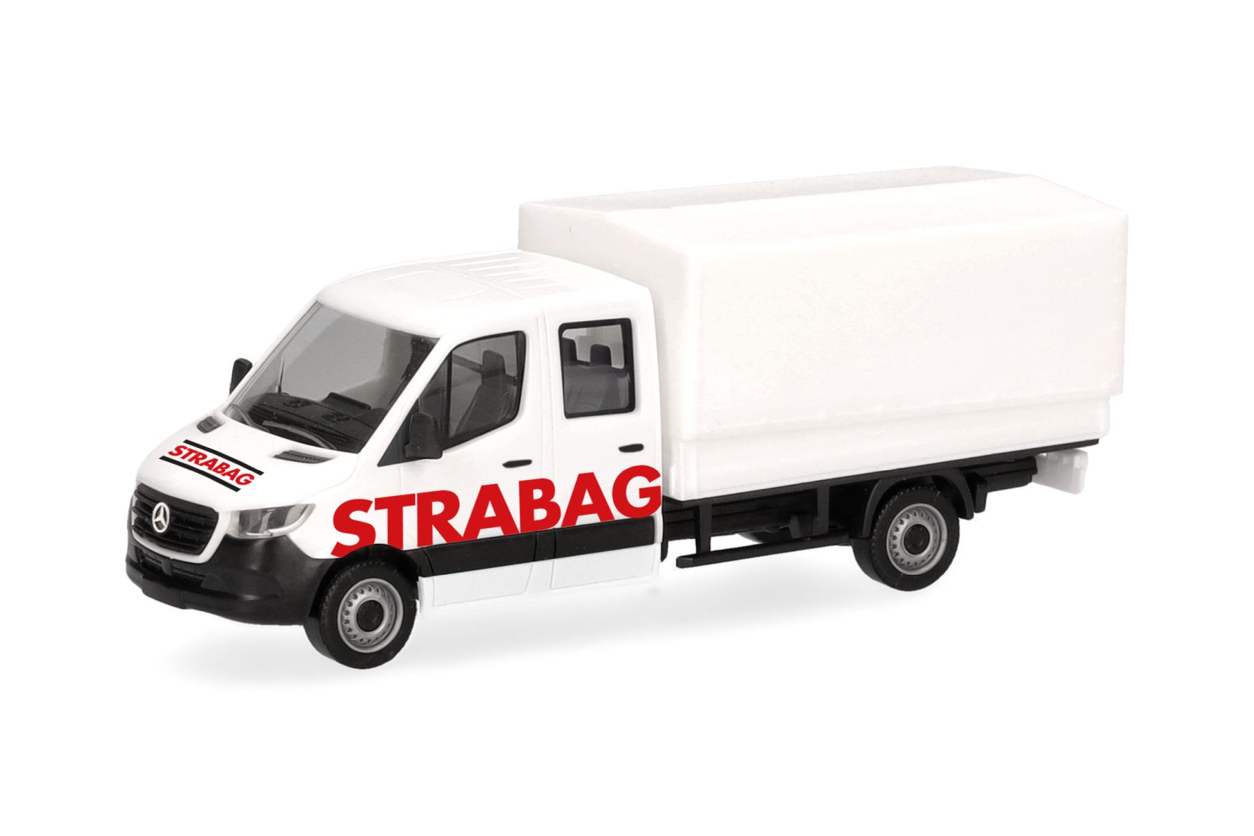 Herpa 098991 - Mercedes-Benz Sprinter '18 Doppelkabine Pritsche/Plane "STRABAG"