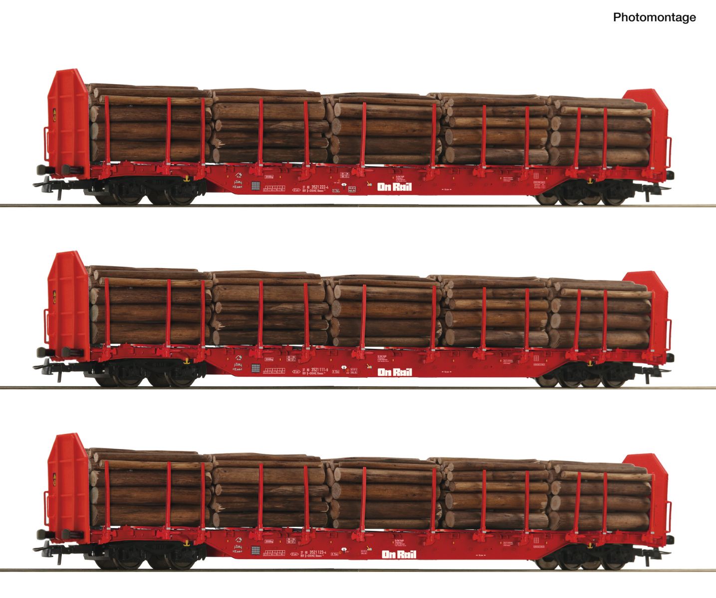 Roco 6600318 - 3er Set Rungenwagen Rnoos, OnRail, Ep.VI