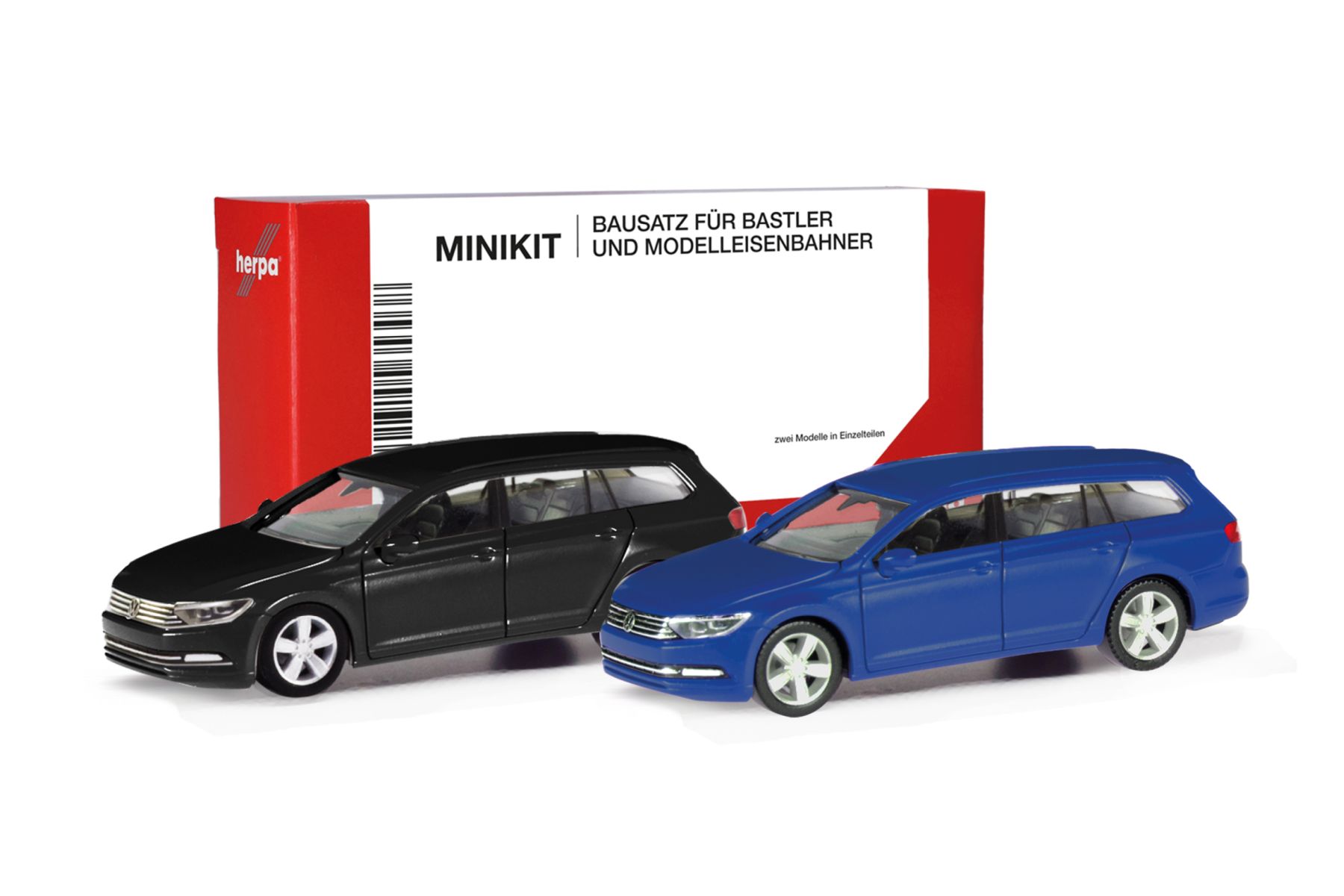 Herpa 013772-003 - MiniKit: Volkswagen (VW) Passat Variant, schwarz und ultramarinblau (2 Stück)