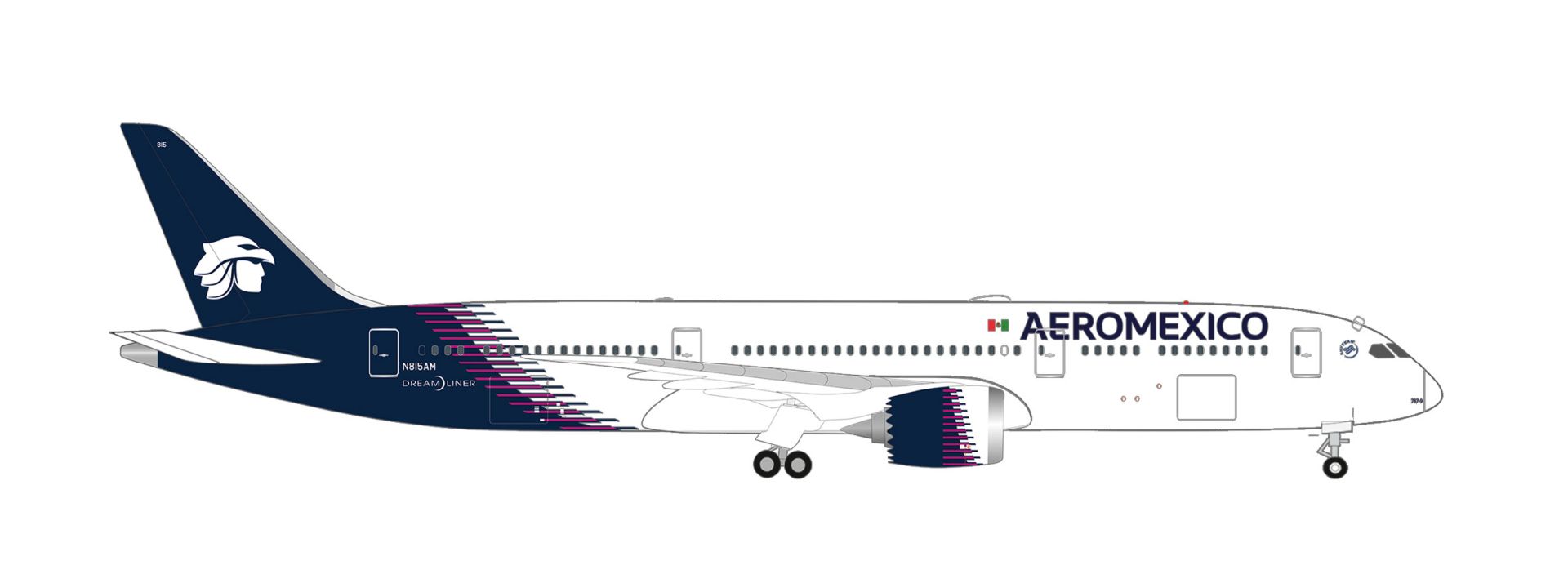 Herpa 539425 - Aeroméxico Boeing 787-9 Dreamliner - new livery – N815AM