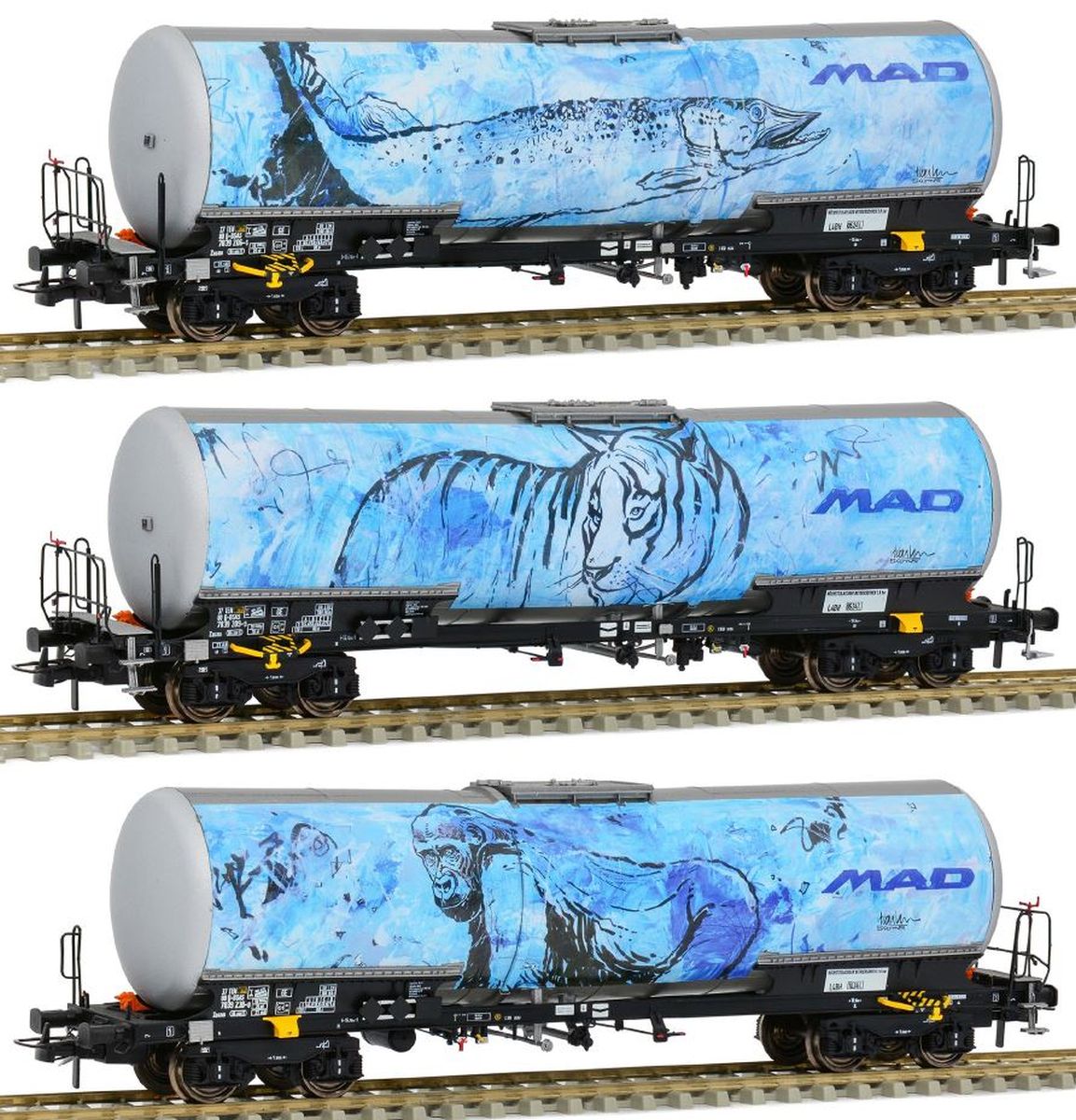 Sudexpress T783903 - 3er Set Kesselwagen Zacns 'Pike fish, Tiger, Gorila', BSAS, Ep.VI