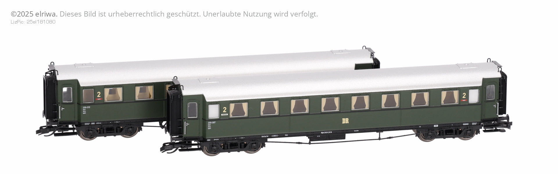Saxonia 120183 - 2er Set Personenwagen C4üSa07, DR Ep.III, mit Innenbeleuchtung