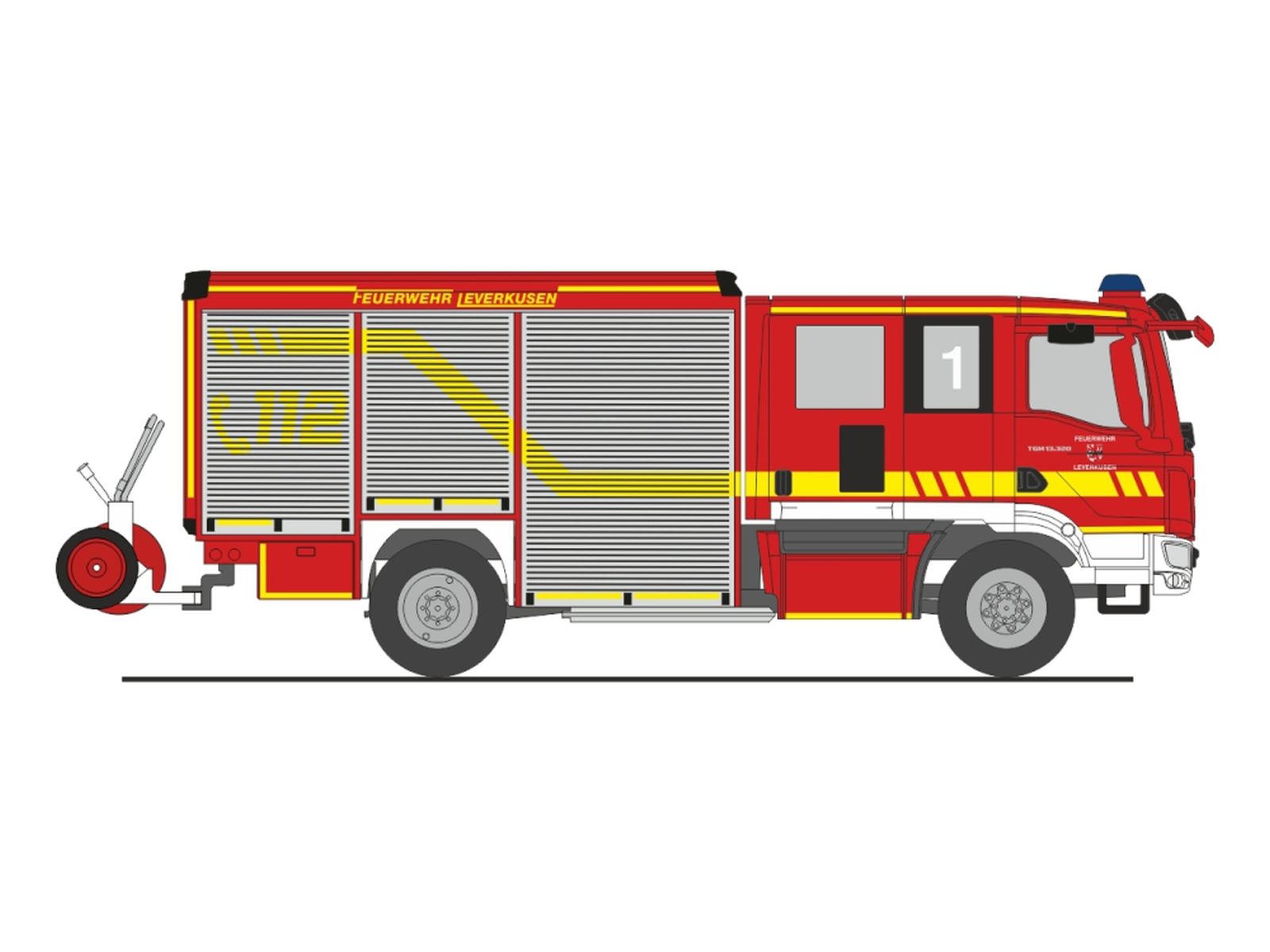 Rietze 72967 - Schlingmann Varus MAN HLF Feuerwehr Leverkusen