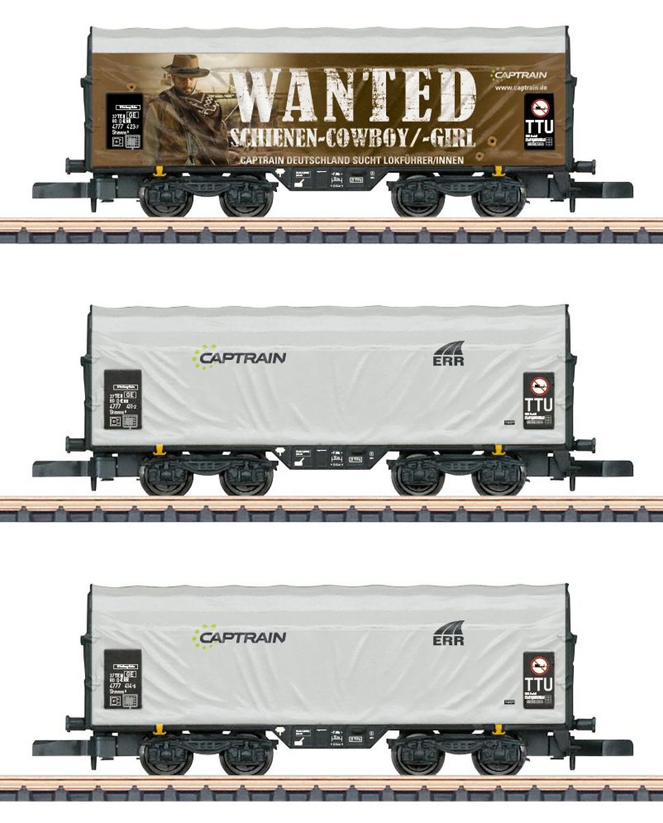 Märklin 86360 - 3er Set Schiebeplanenwagen, ERR, Ep.VI 'CAPTRAIN'