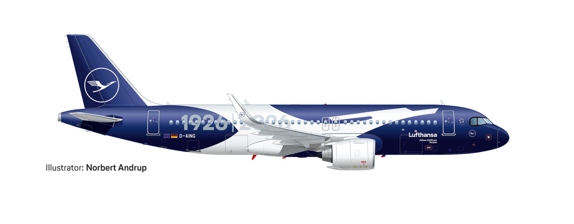 Herpa 615105 - Lufthansa Airbus A320neo "100 Jahre" – D-AING "Kerpen"