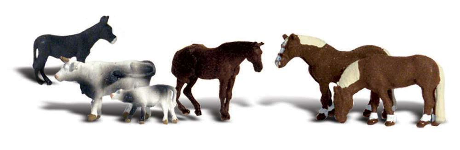 Woodland WA1888 - Tiere vom Bauernhof, Esel, Kuh, Kalb, Pferde