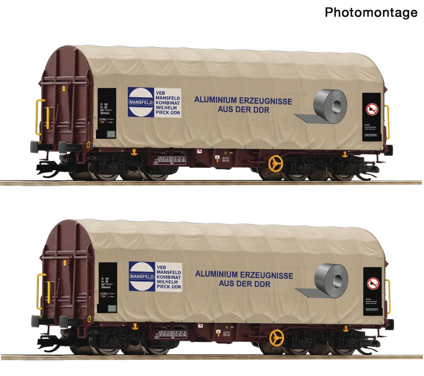 Roco 6680057 - 2er Set Schiebeplanenwagen Shimmns, DR, Ep.IV