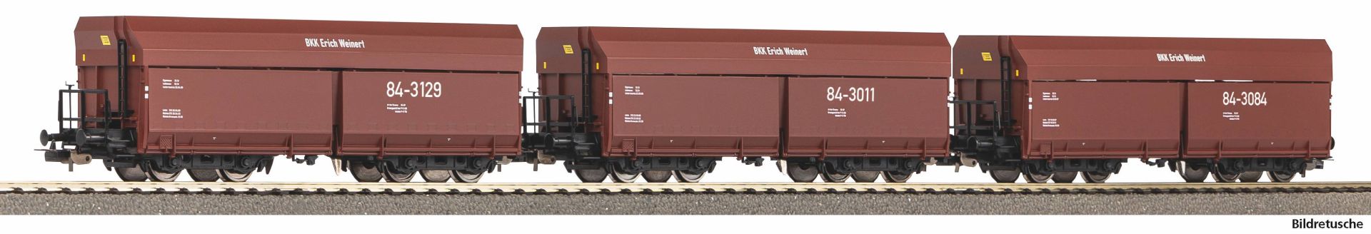 Piko 28329 - 3er Set Selbstentladewagen Fad6770 BKK, DR, Ep.IV