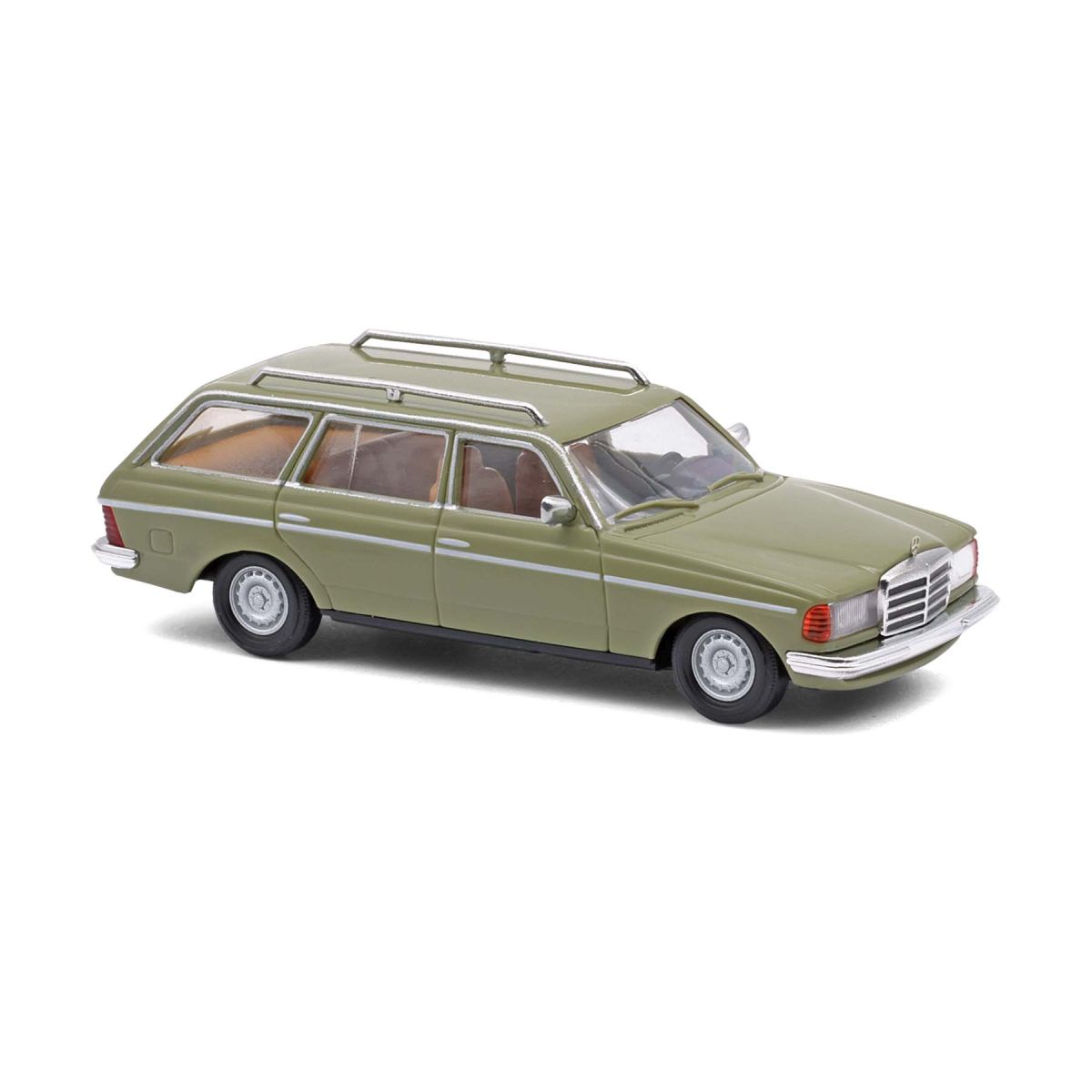 Busch 46977 - Mercedes-Benz W123 T-Modell riedgrün mit Eckscheinwerfer und Barockfelge, Bj. 1982